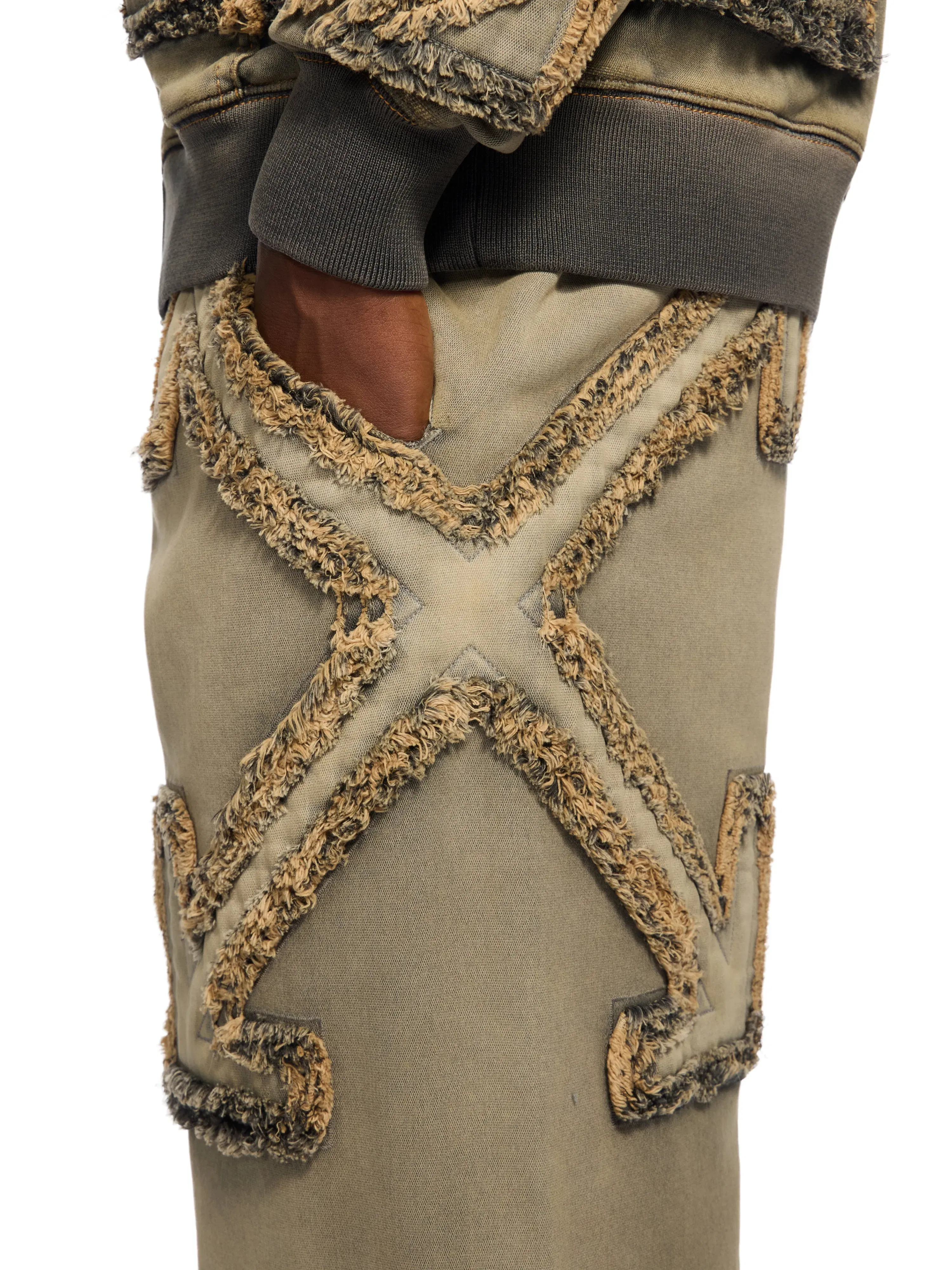Off White Distressed Denim Arrow Jogger
