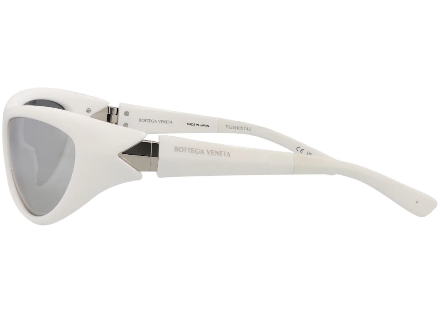Bottega Veneta Shield Wrap Sunglasses White/White/Silver (BV1247S-30014486-005)