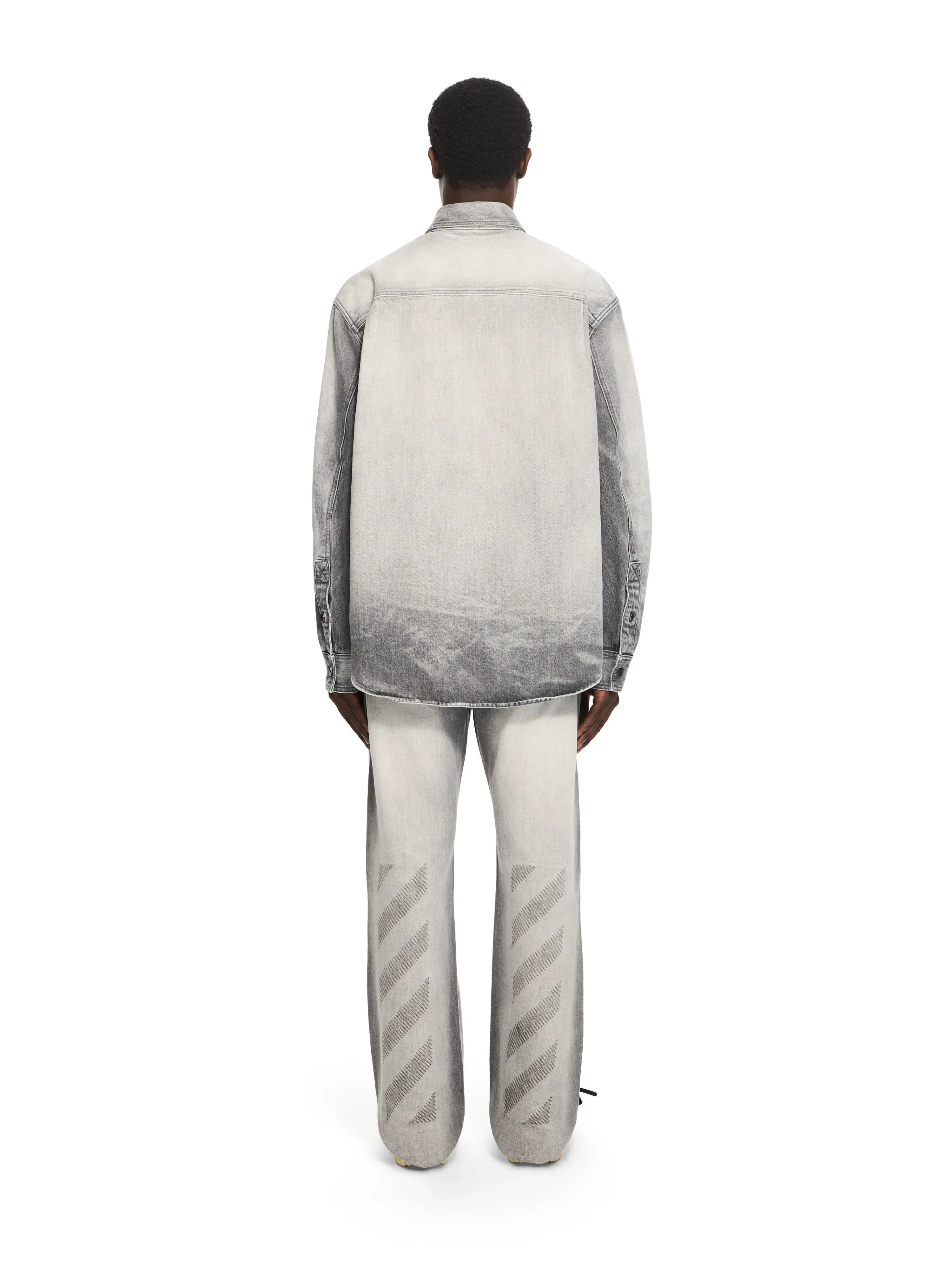 Off White Diagonal Embroidery Slim Jeans