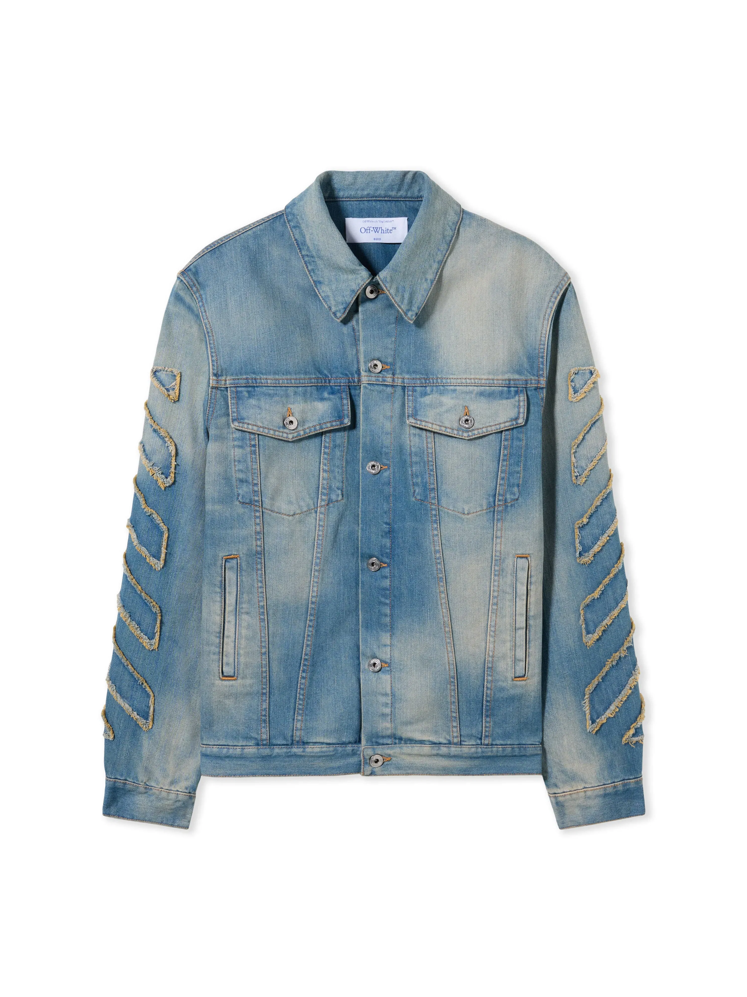 Off White Diagonal Raw Patch Denim