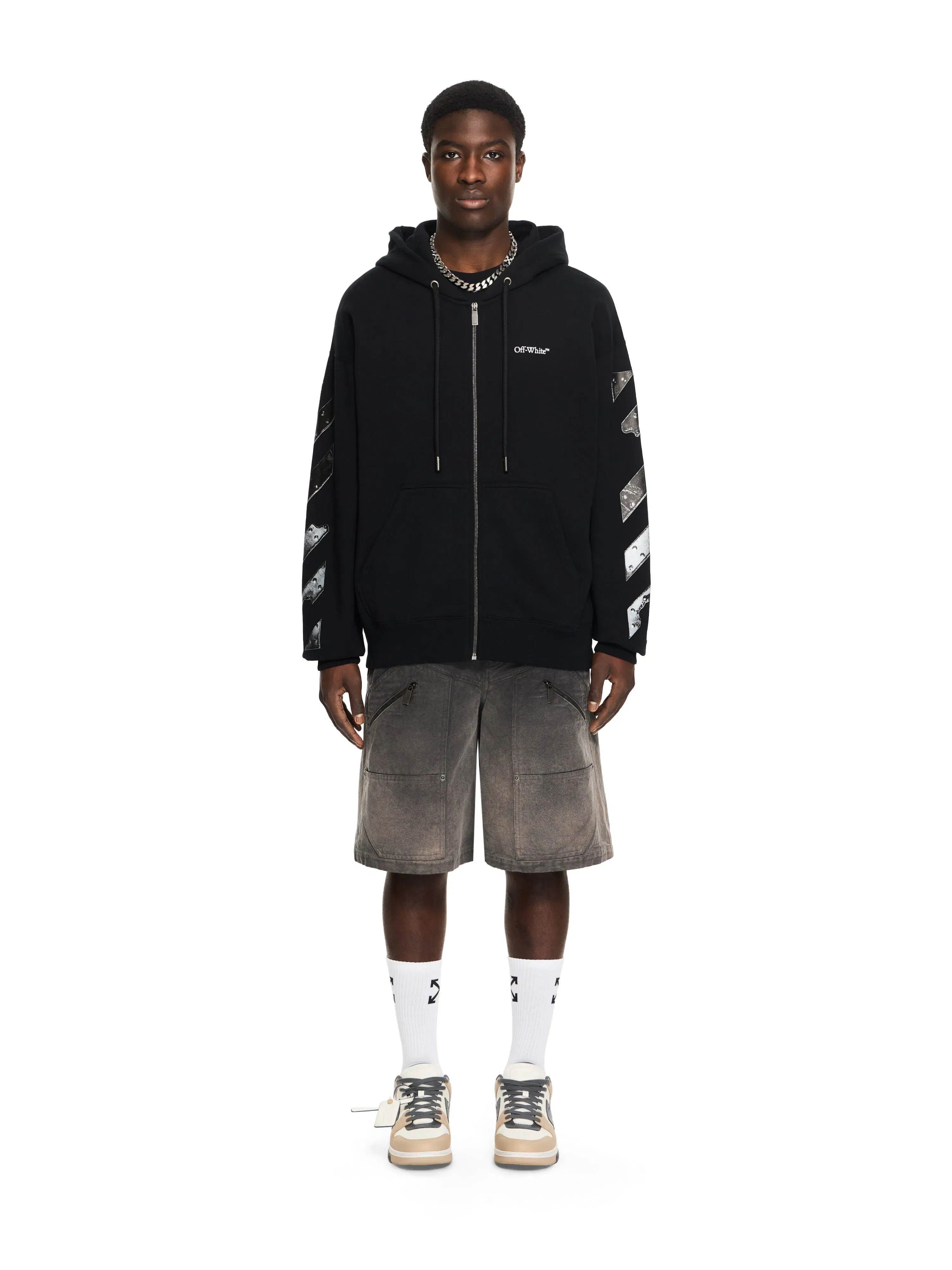 Off White Metal Arrow Skate Zip Hoodie