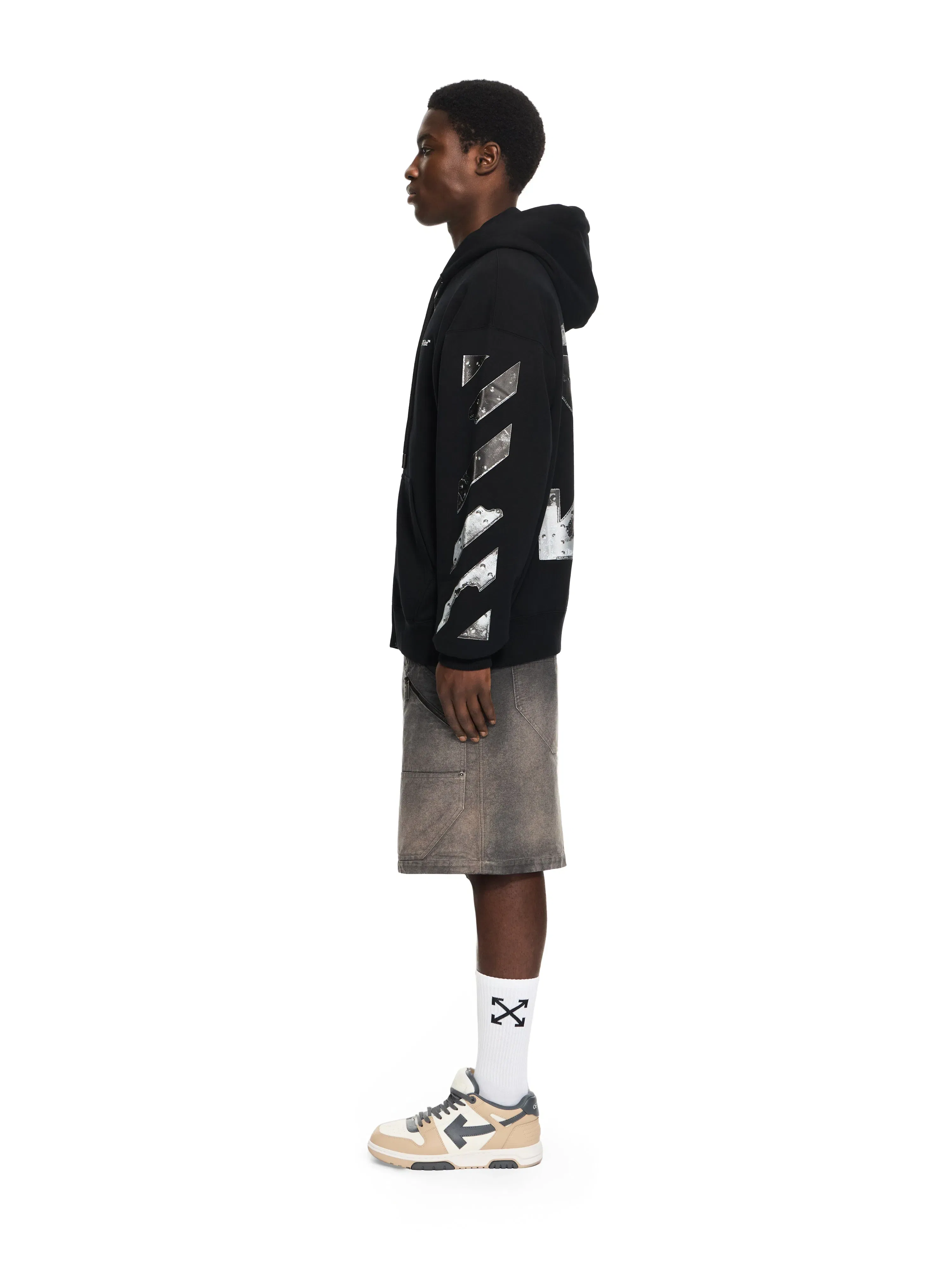 Off White Metal Arrow Skate Zip Hoodie
