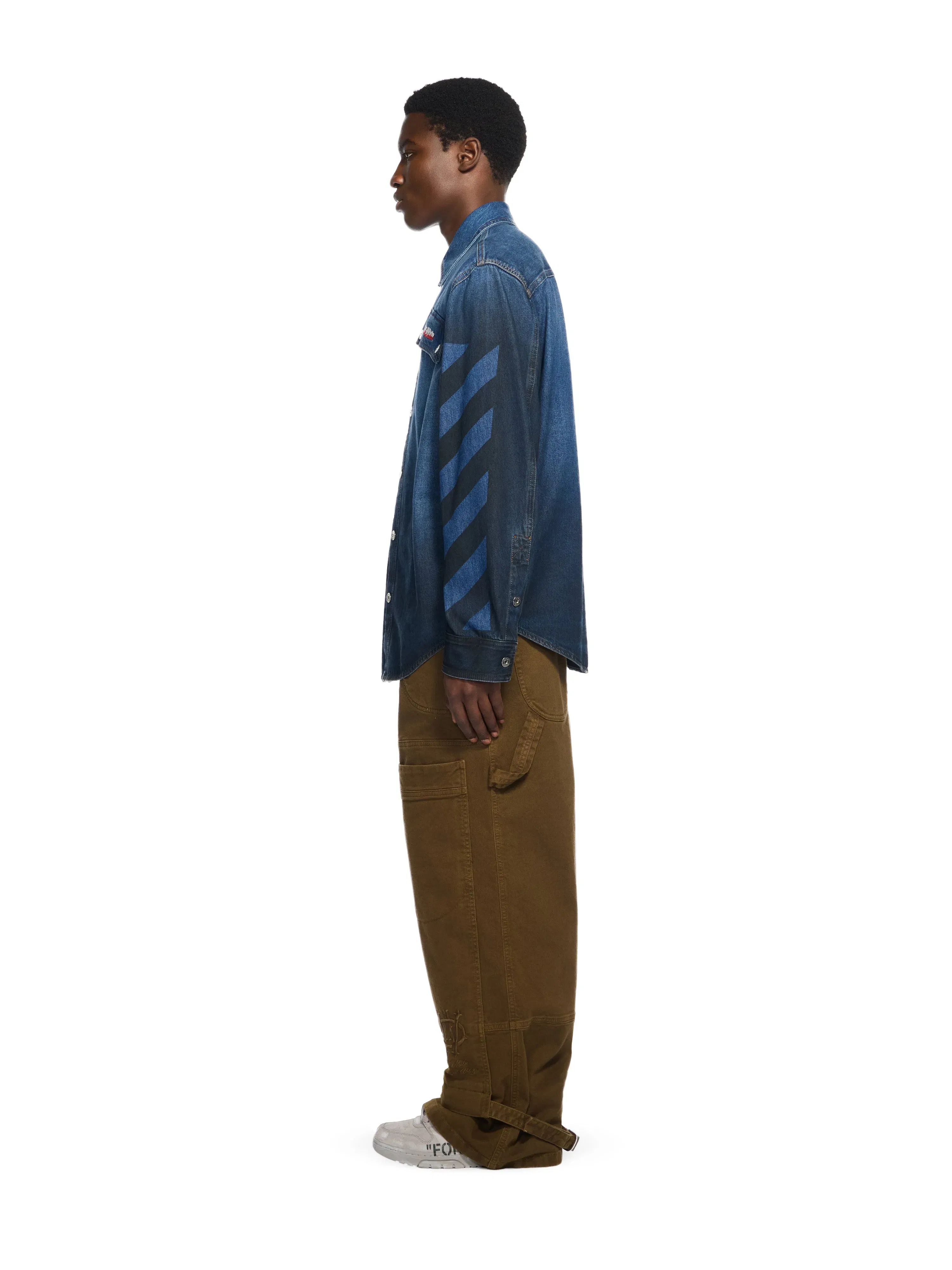 Off White Spray Diagonal Denim Shirt