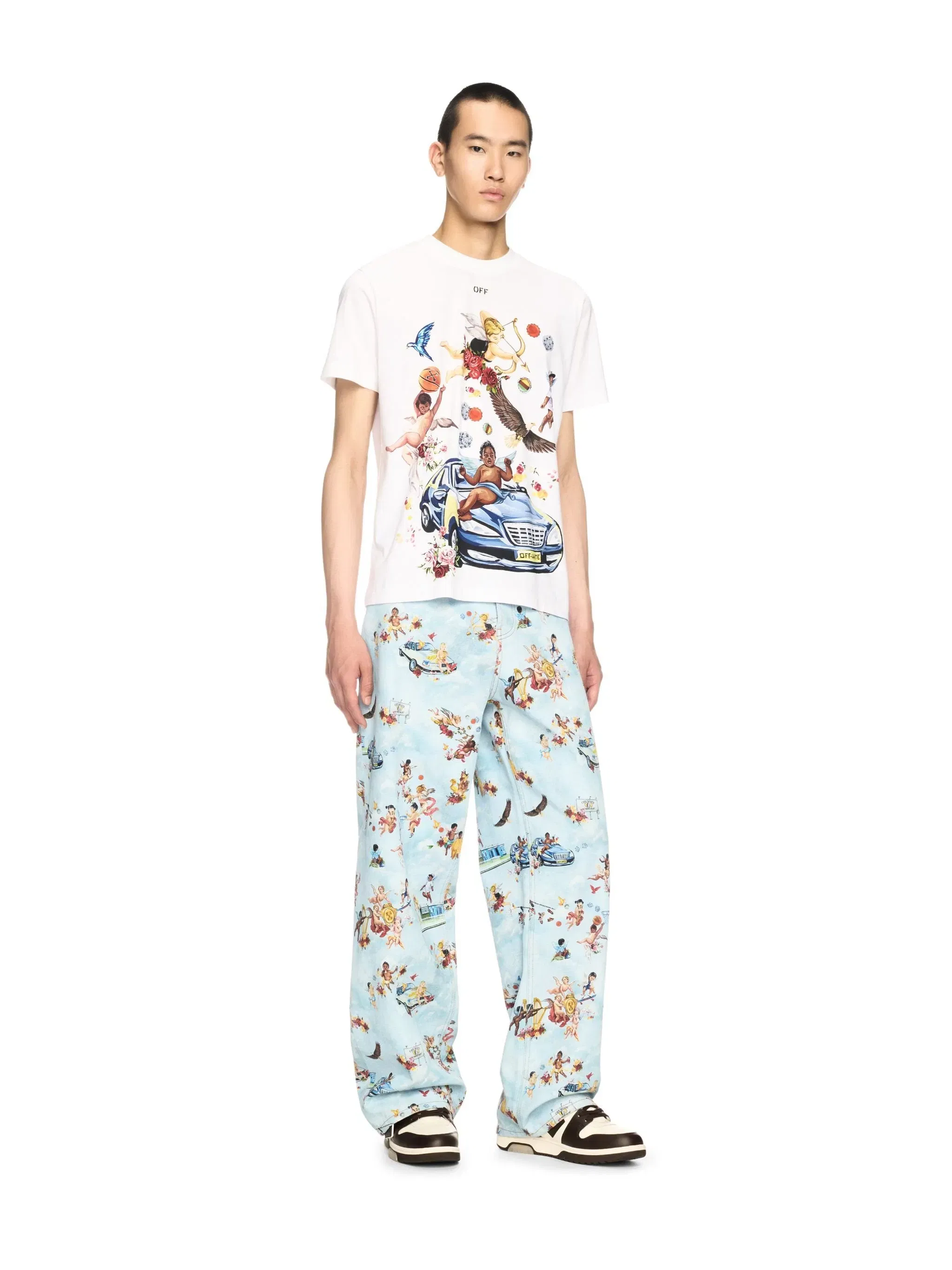 Off White Fresco Print Straight Jeans