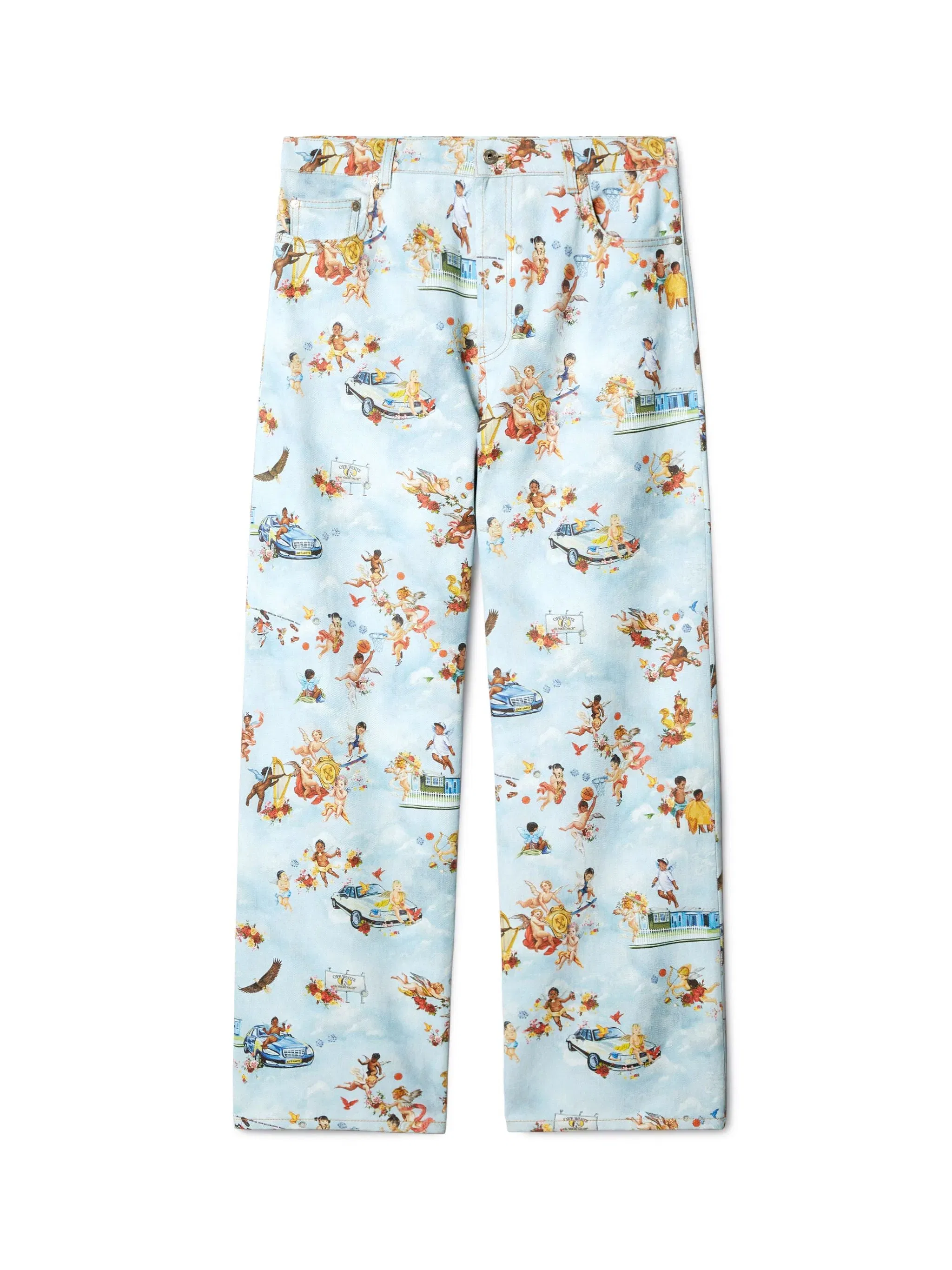 Off White Fresco Print Straight Jeans