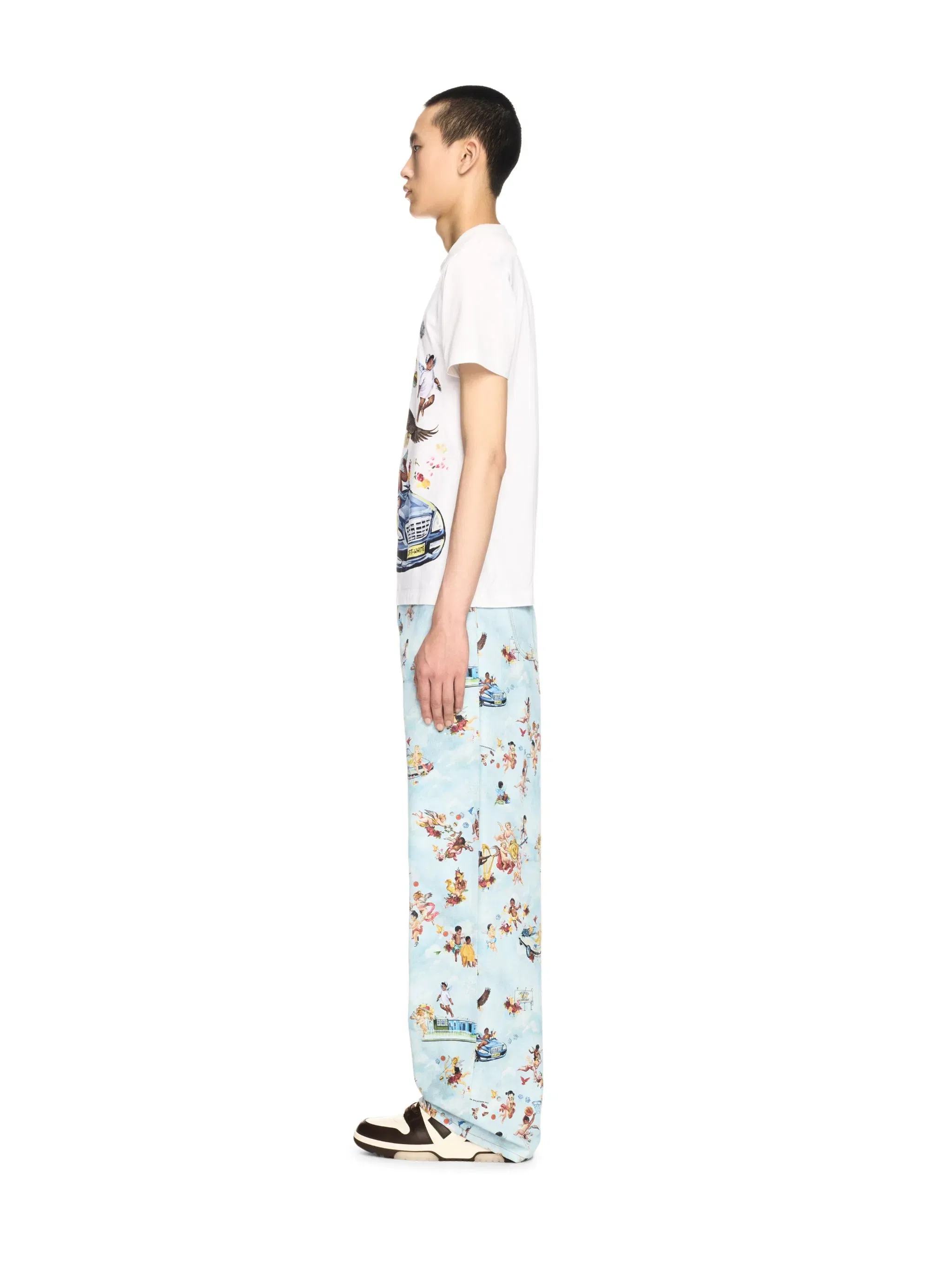 Off White Fresco Print Straight Jeans