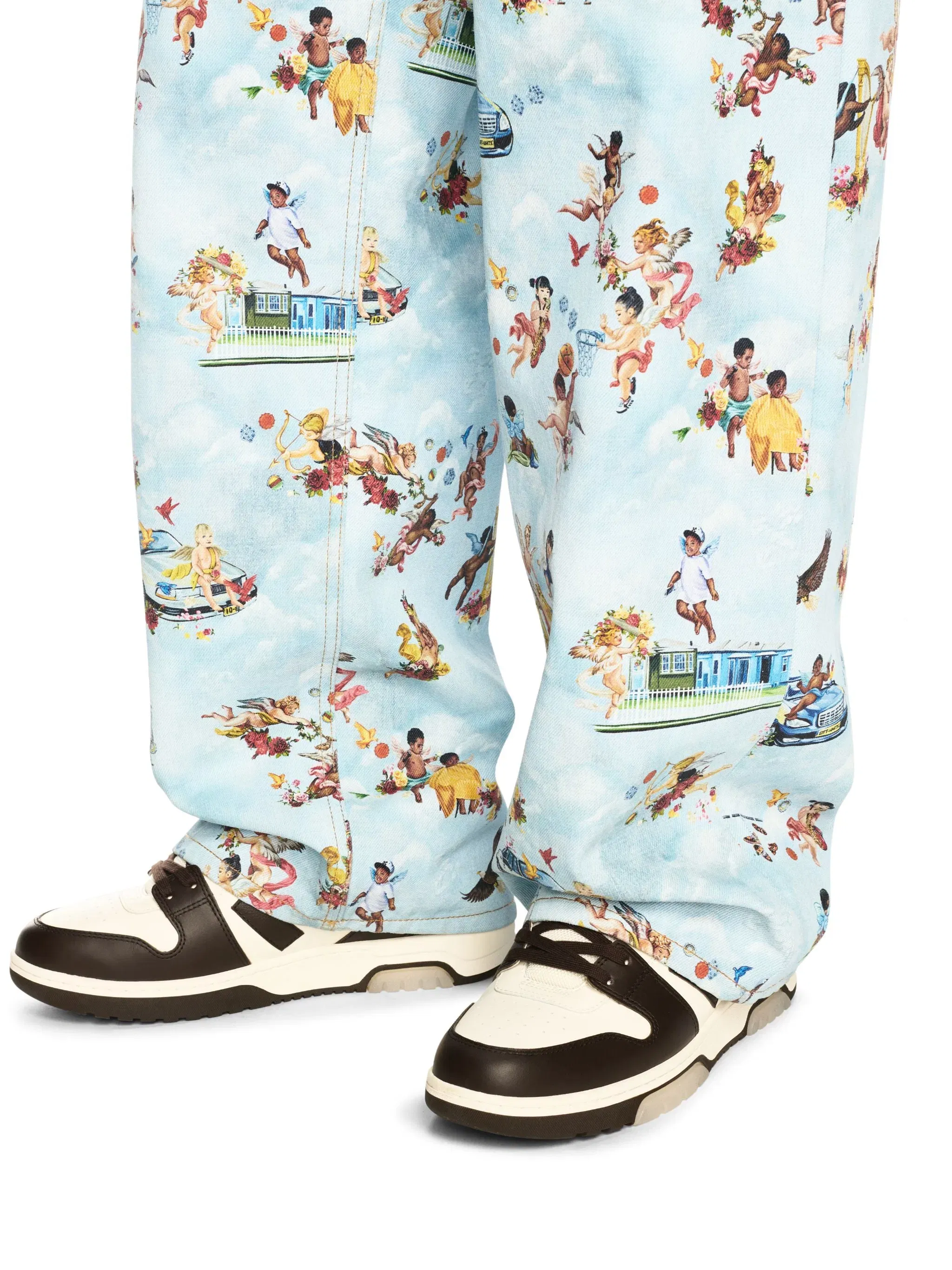 Off White Fresco Print Straight Jeans