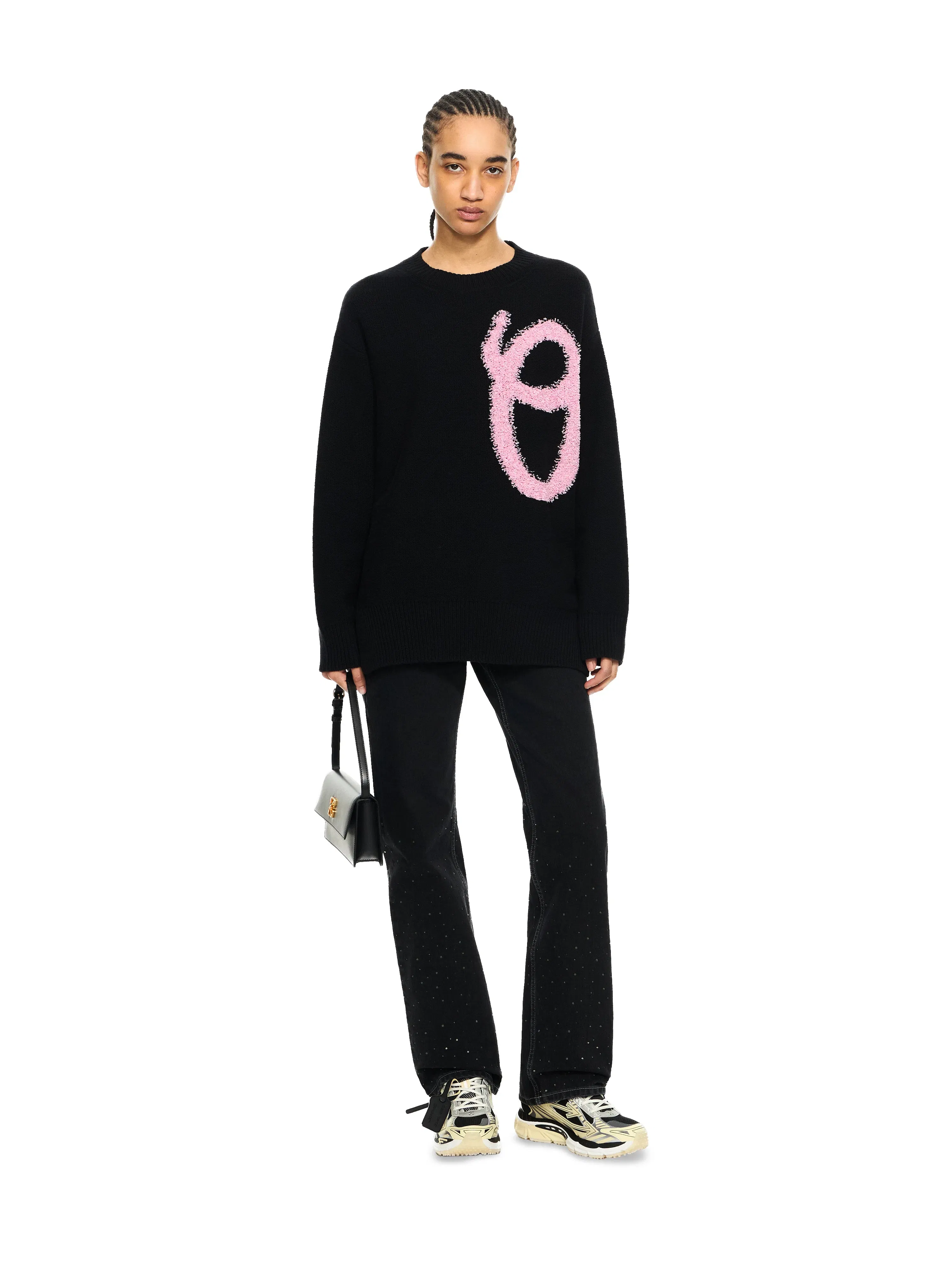 Off White Shared Fuzzy Knit Crewneck