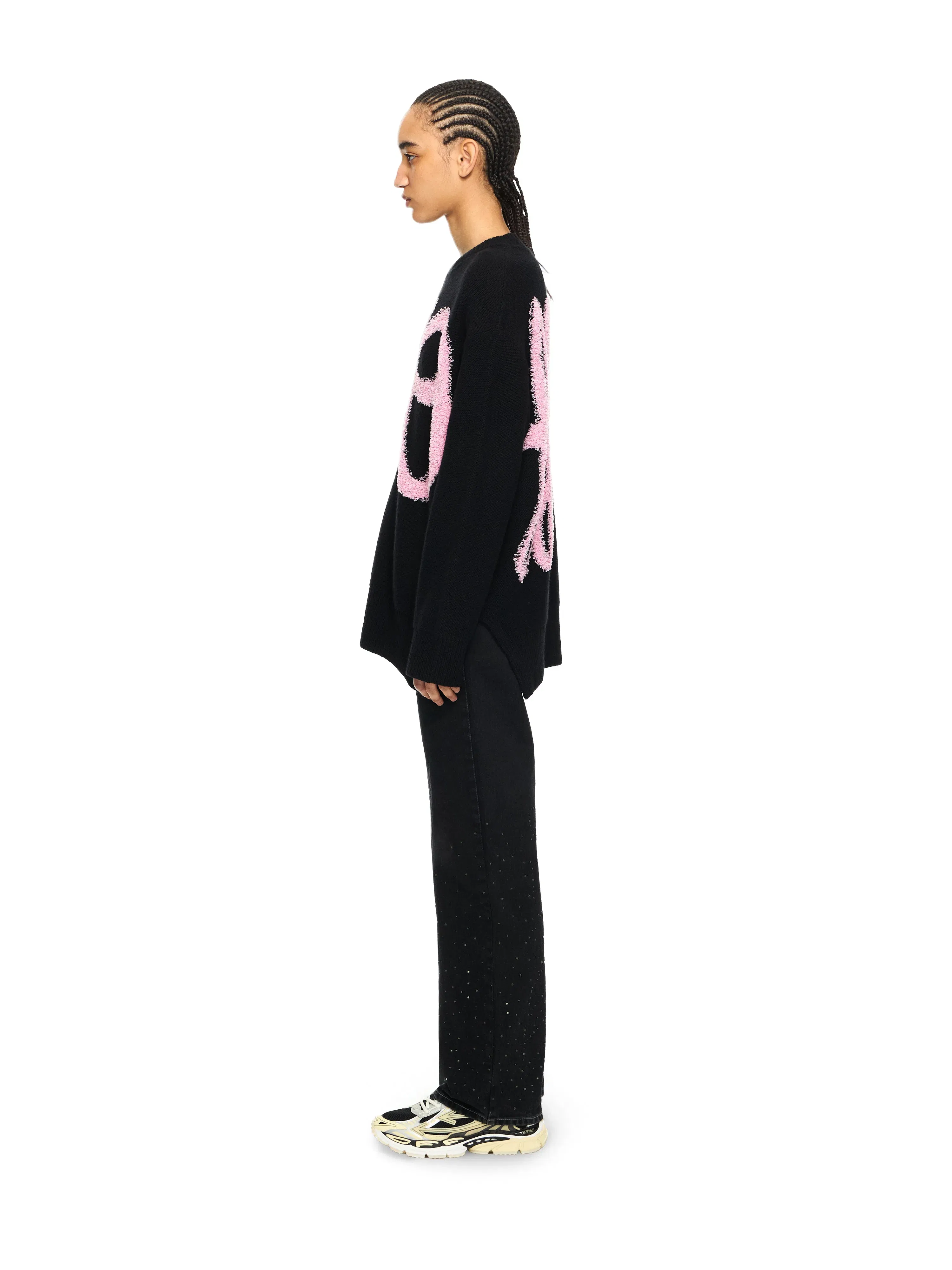 Off White Shared Fuzzy Knit Crewneck