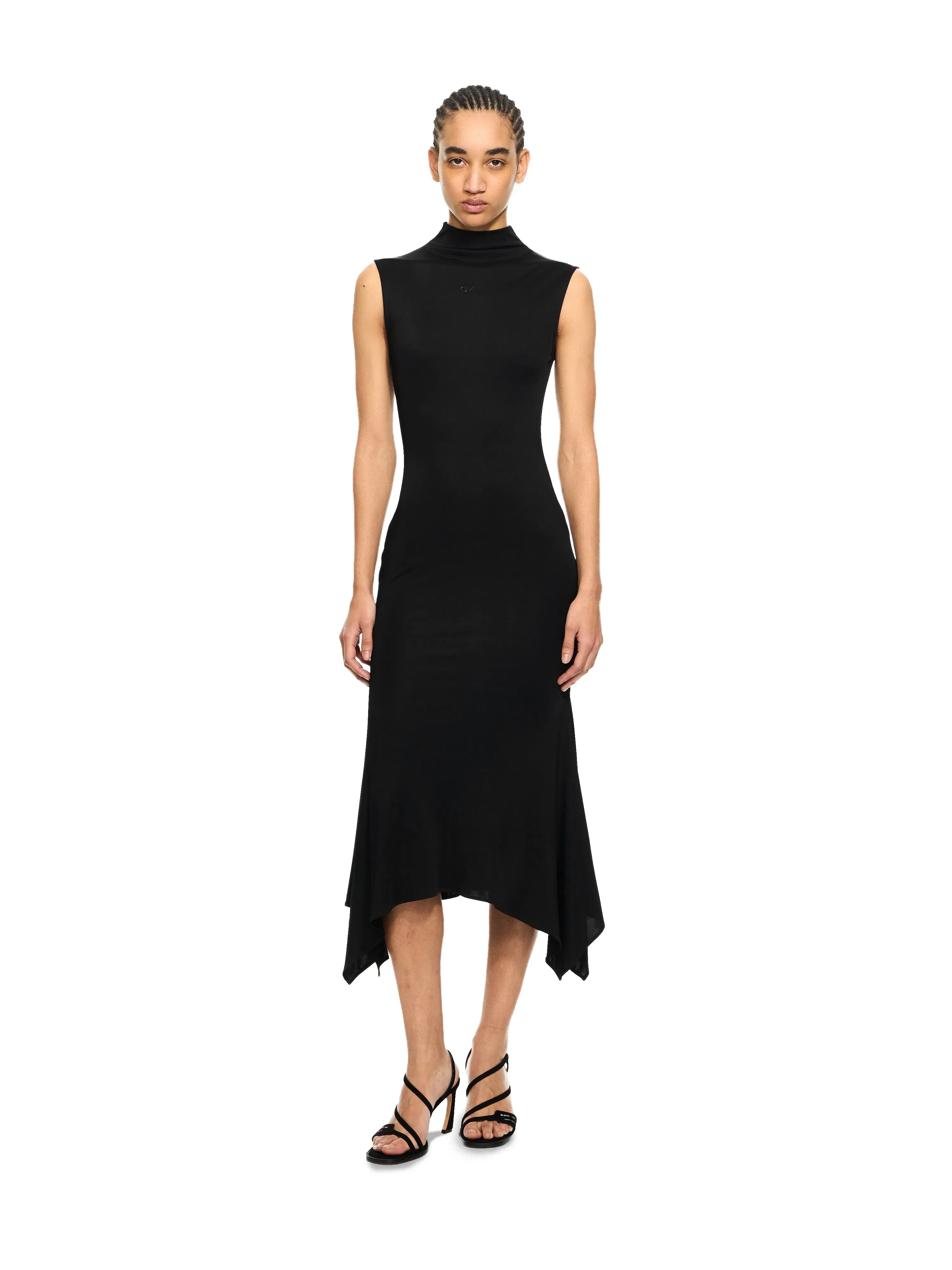 Off White Fluid Sleeveless Midi Dress