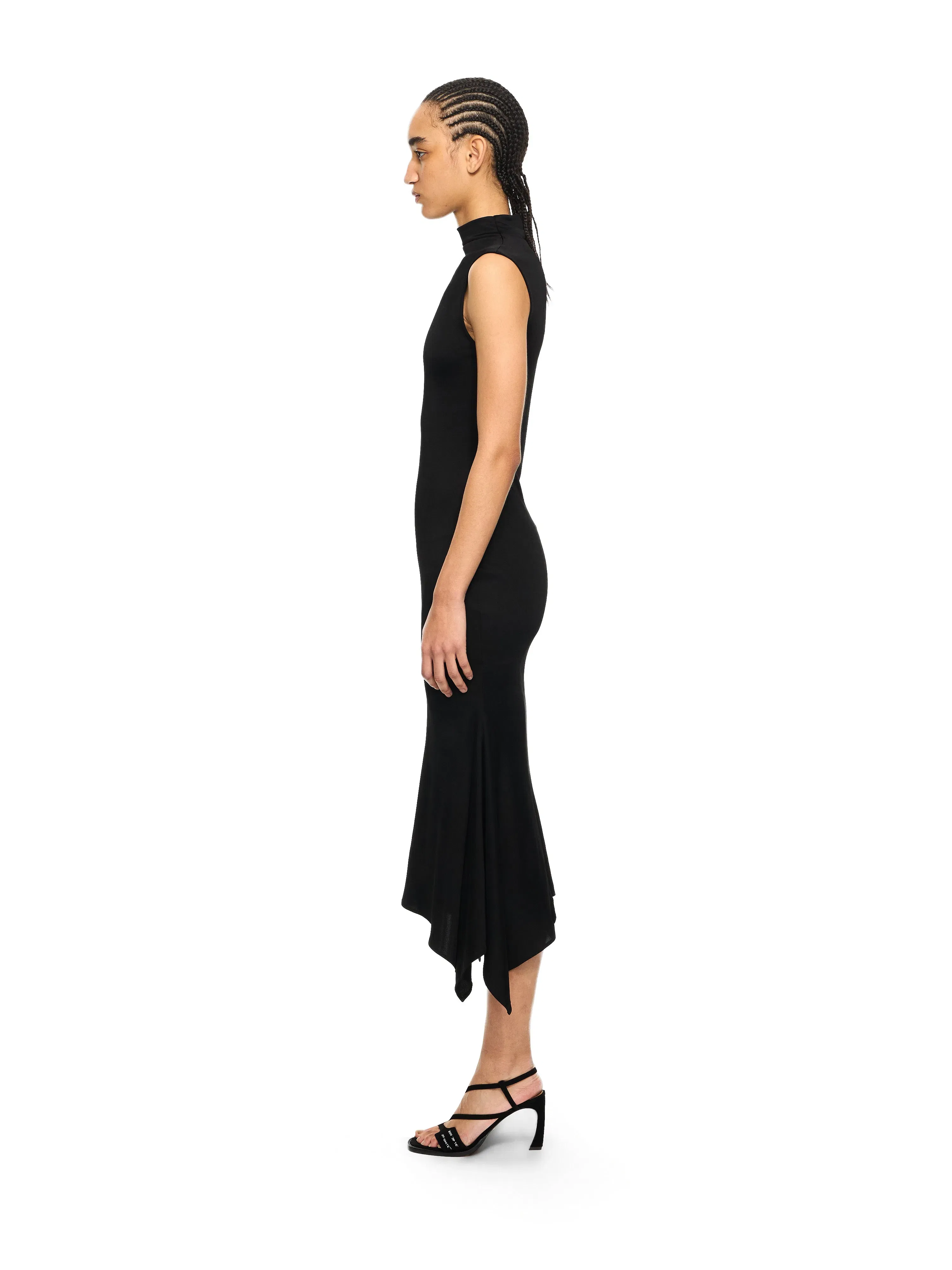 Off White Fluid Sleeveless Midi Dress
