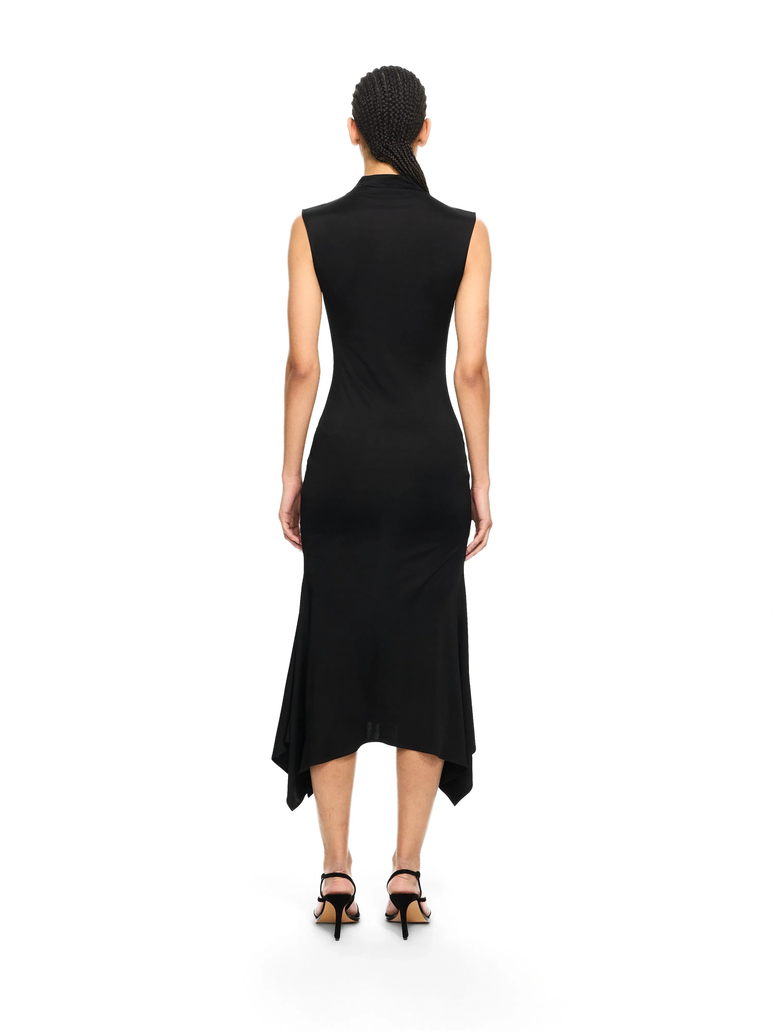 Off White Fluid Sleeveless Midi Dress