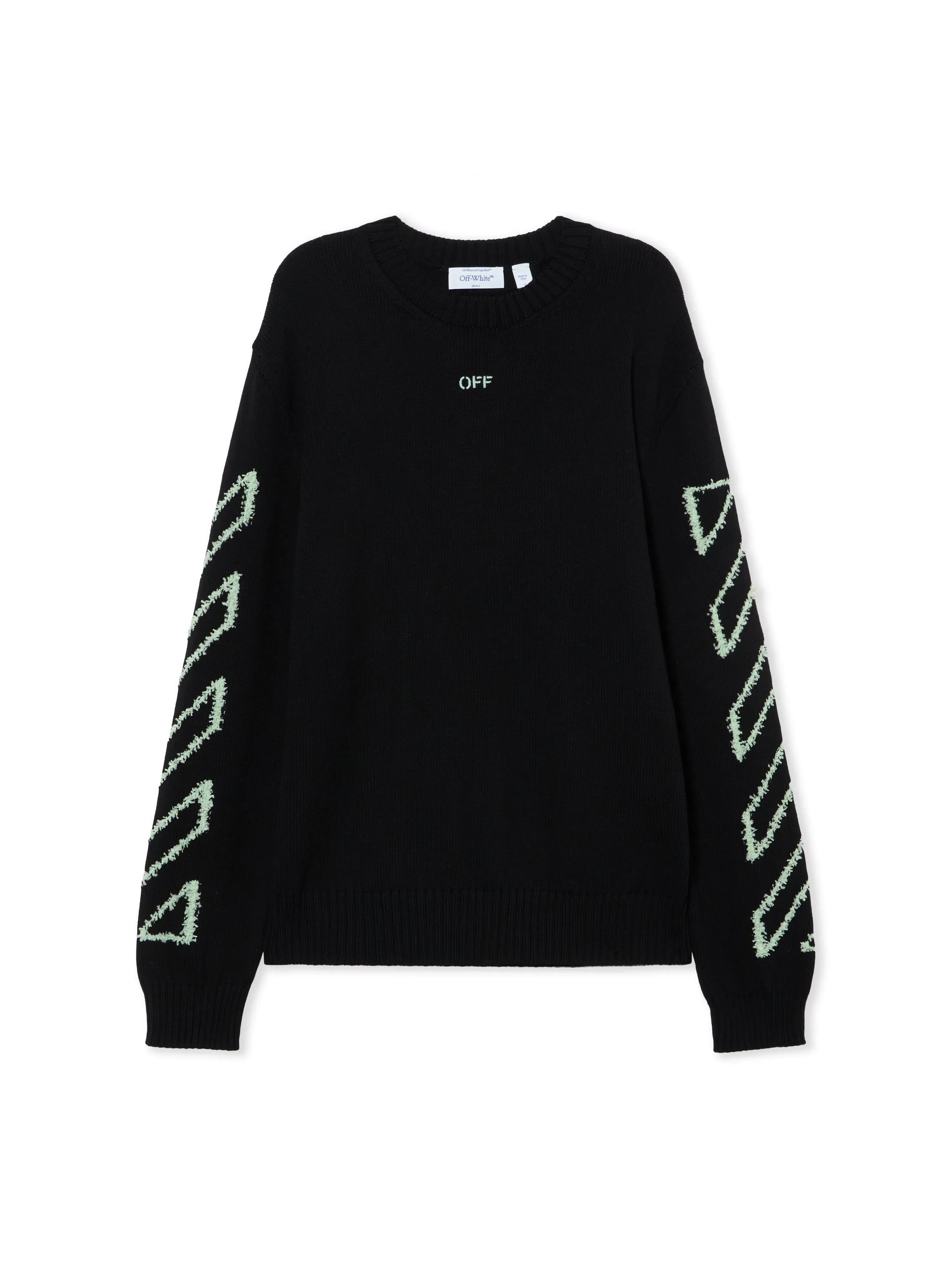 Off White Diagonal Arrow Fuzzy Crewneck
