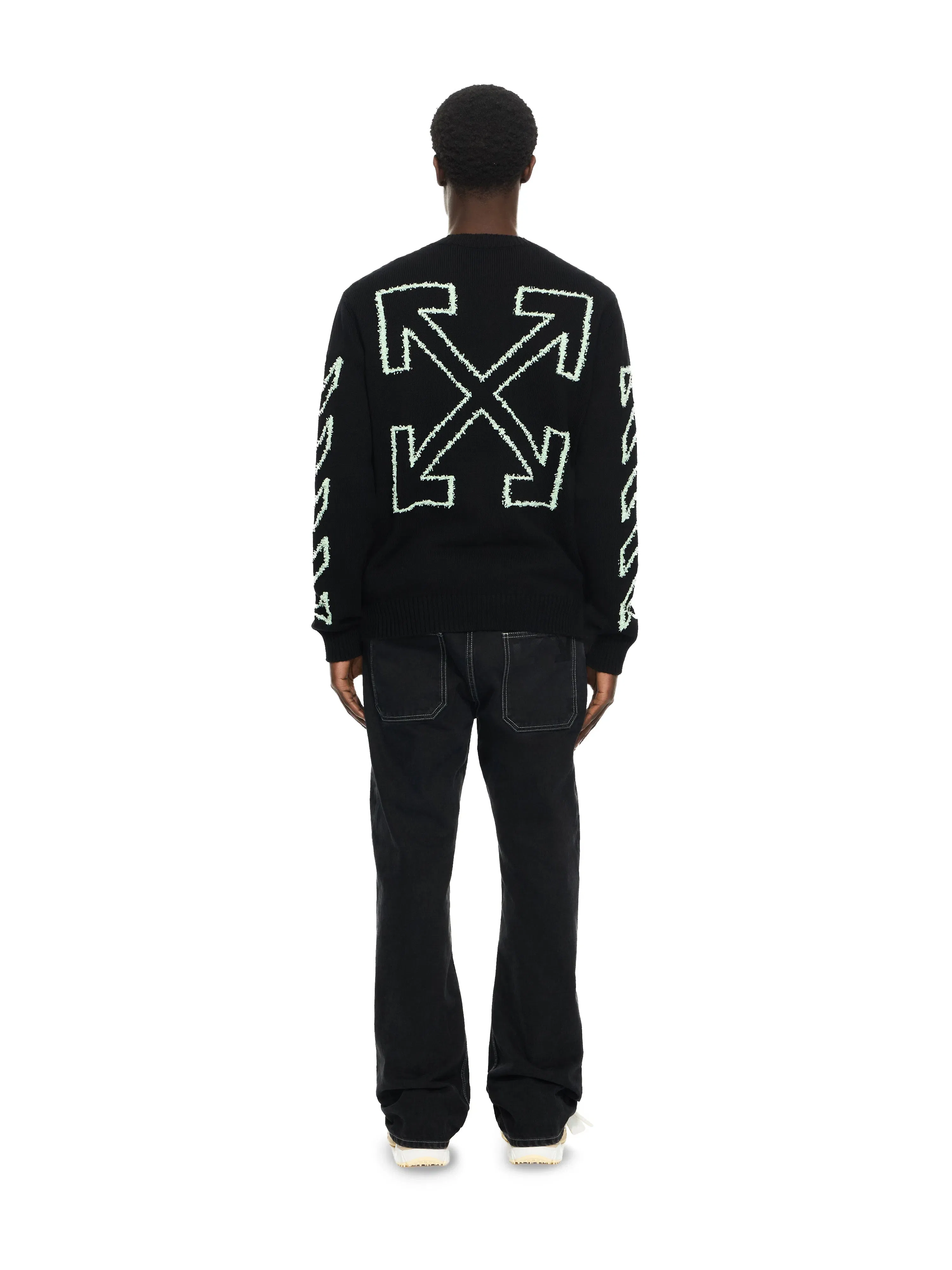 Off White Diagonal Arrow Fuzzy Crewneck