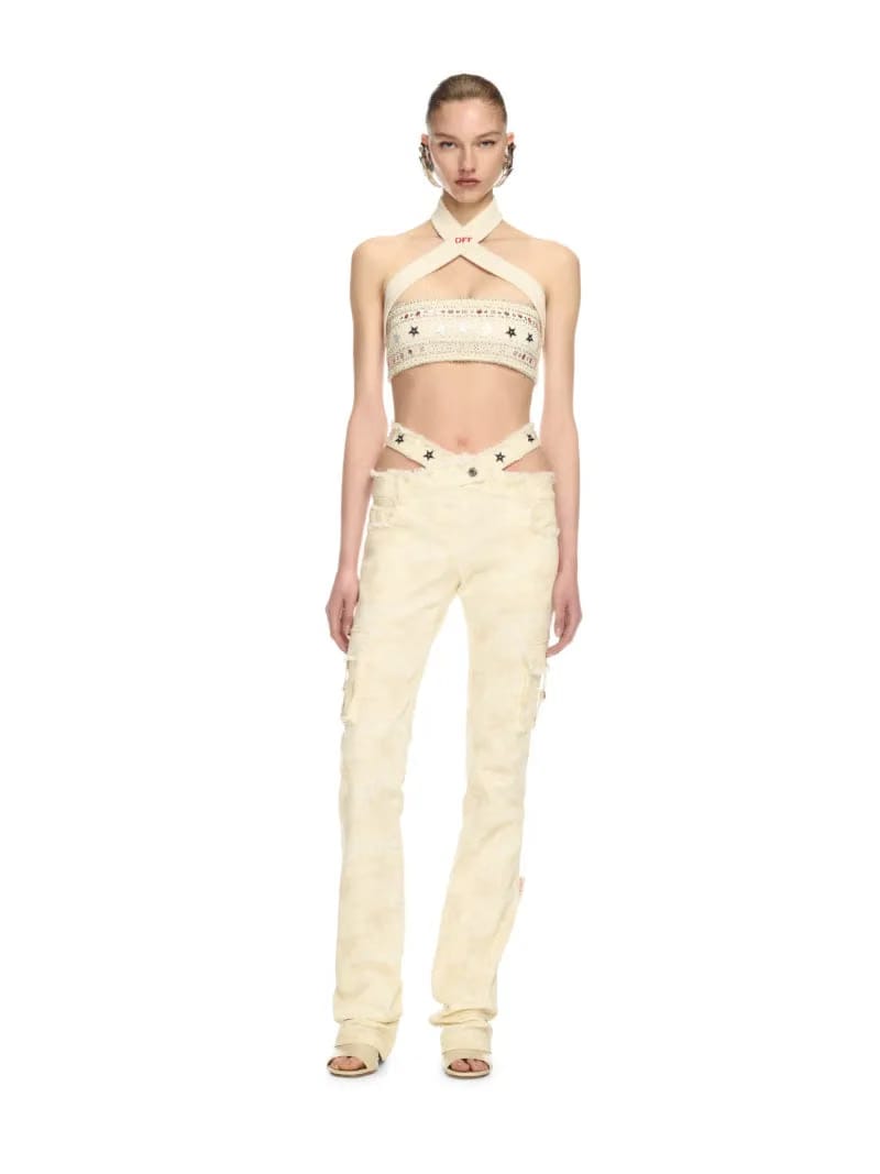 Off White Camou Gab Crossed Belt Pant