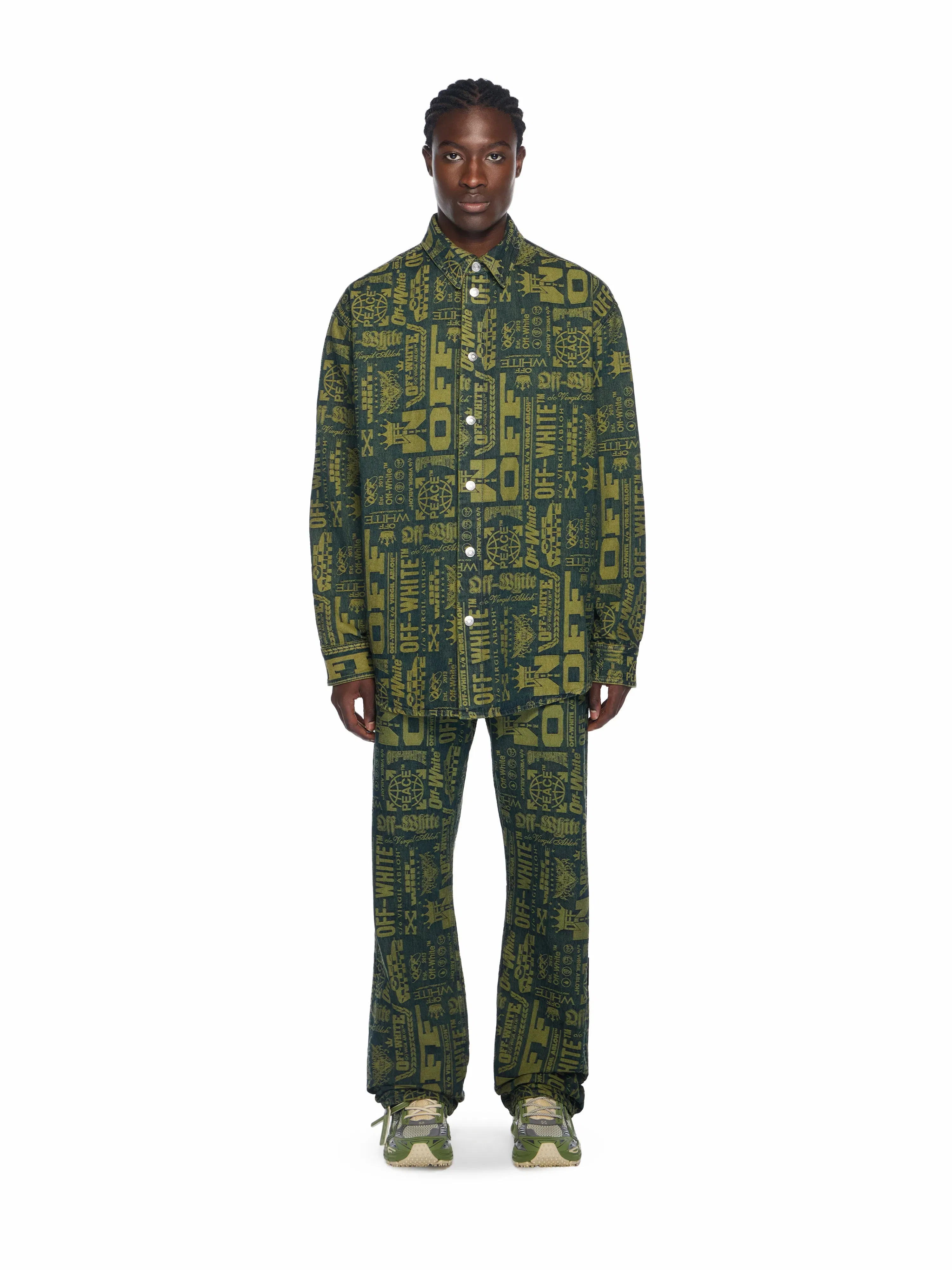 Off White Multilogo Jacquard Denim Shirt
