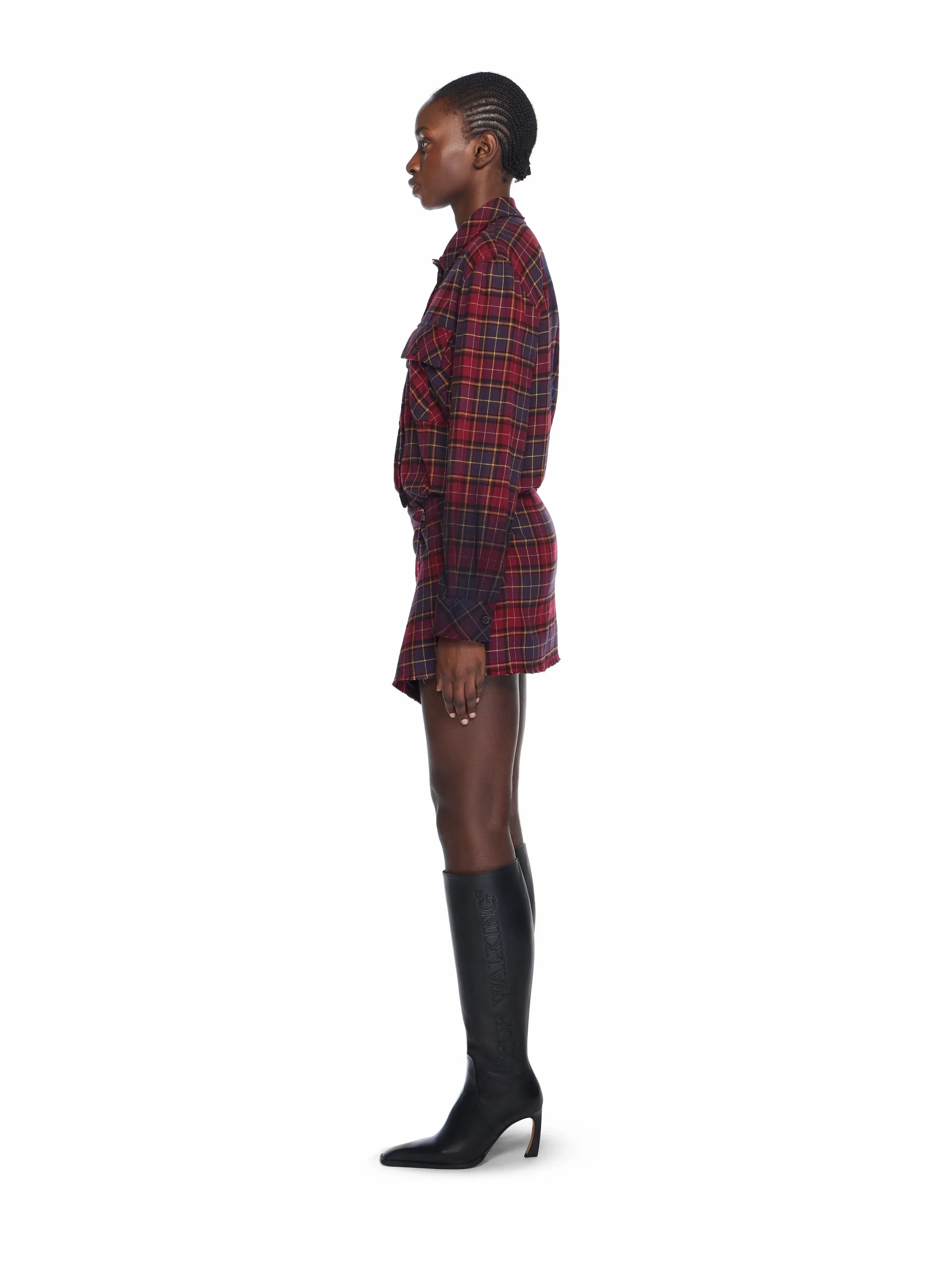 Off White Check Flannel Arrow Dress
