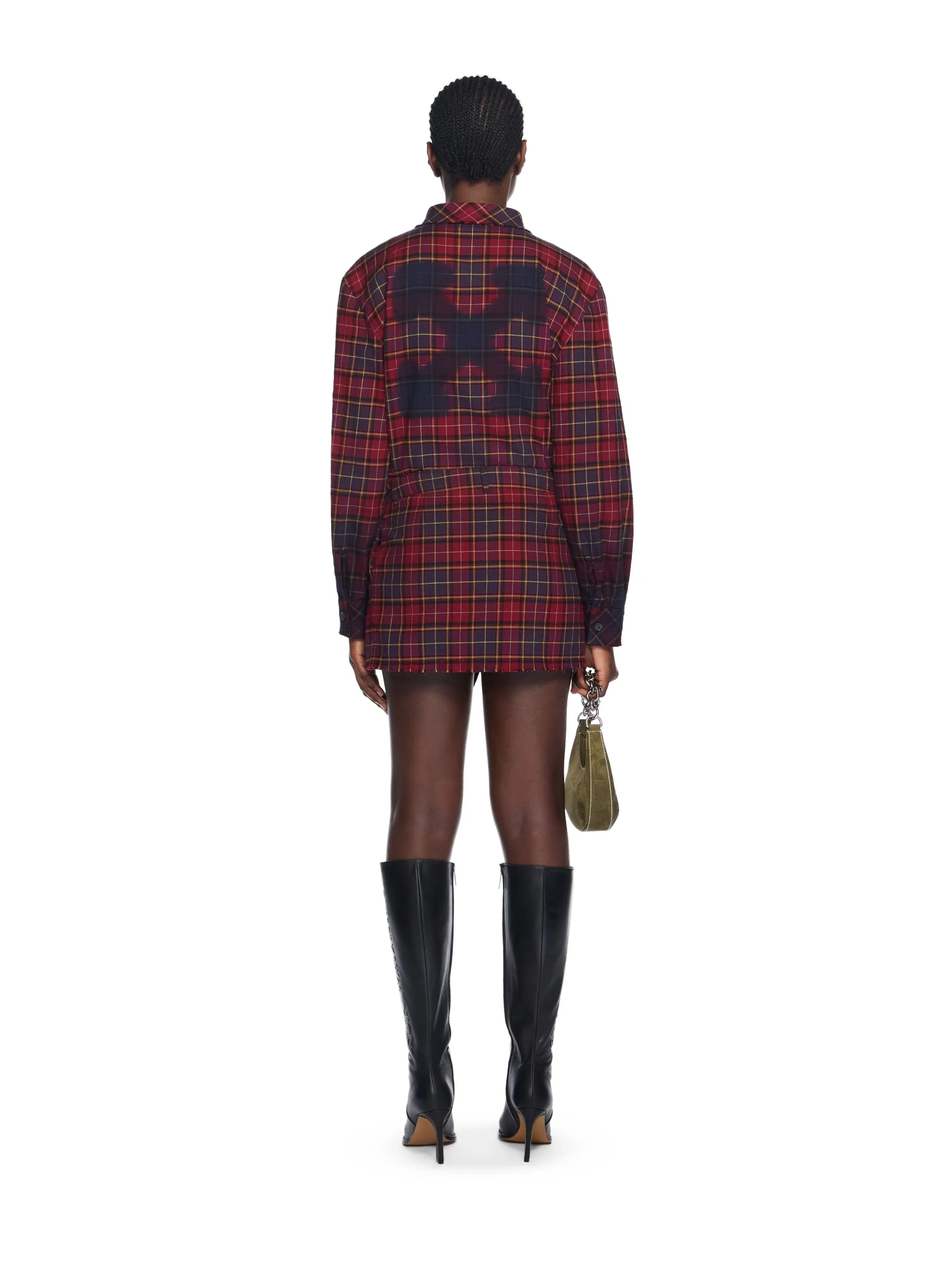 Off White Check Flannel Arrow Dress