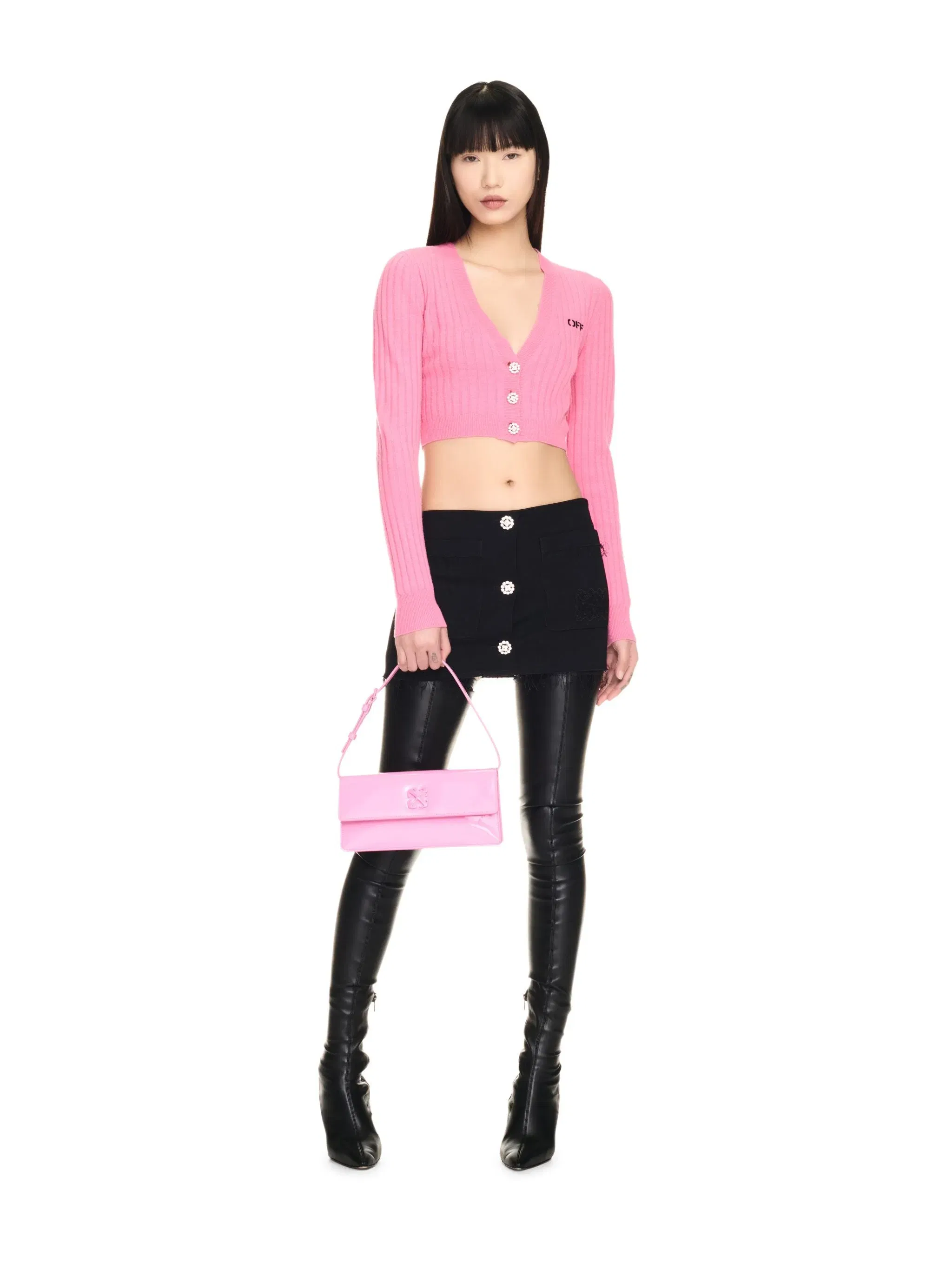 Off White We Upside Down Crop Cardigan