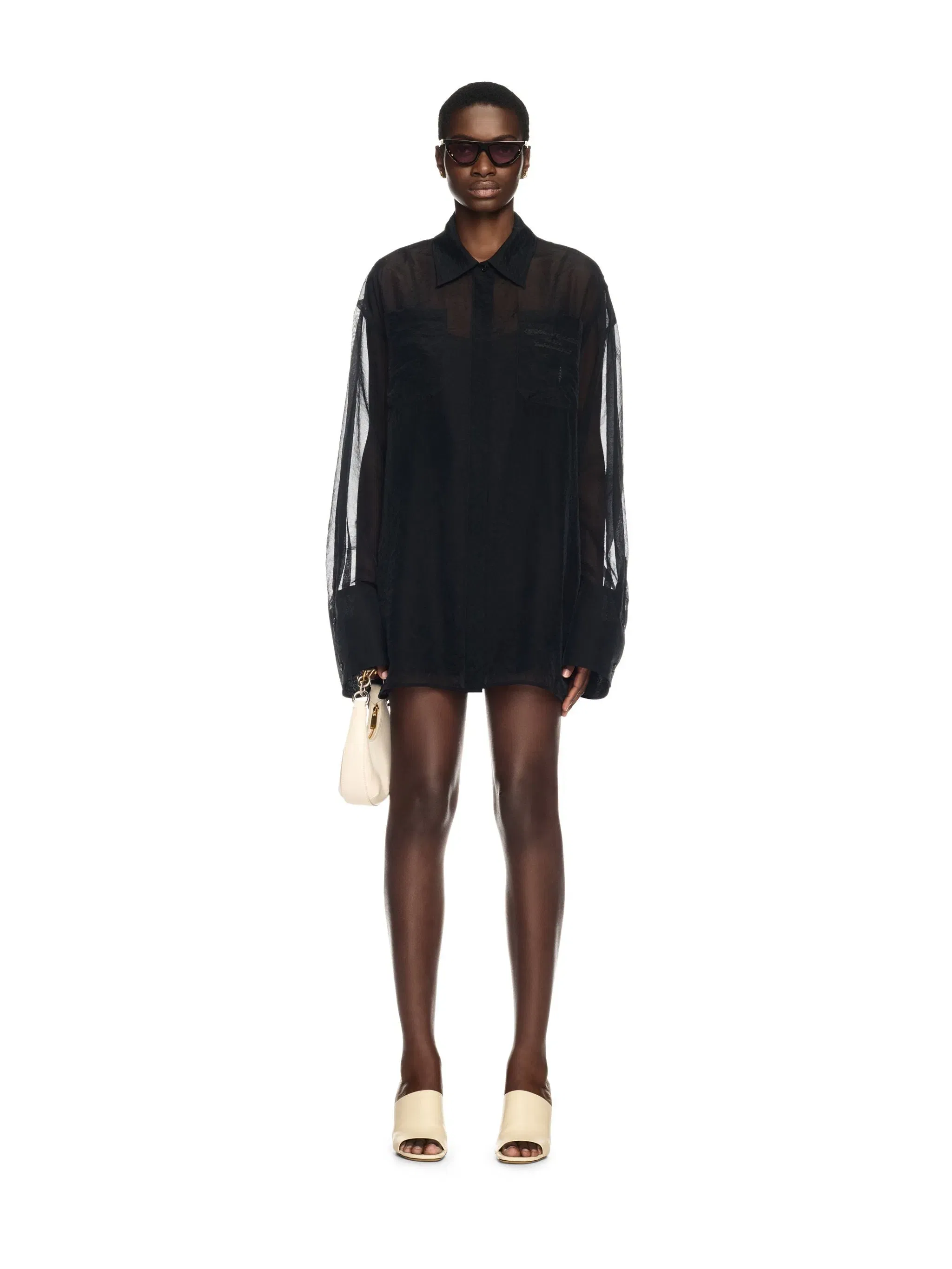 Off White Organza Roxy Shirt Dress