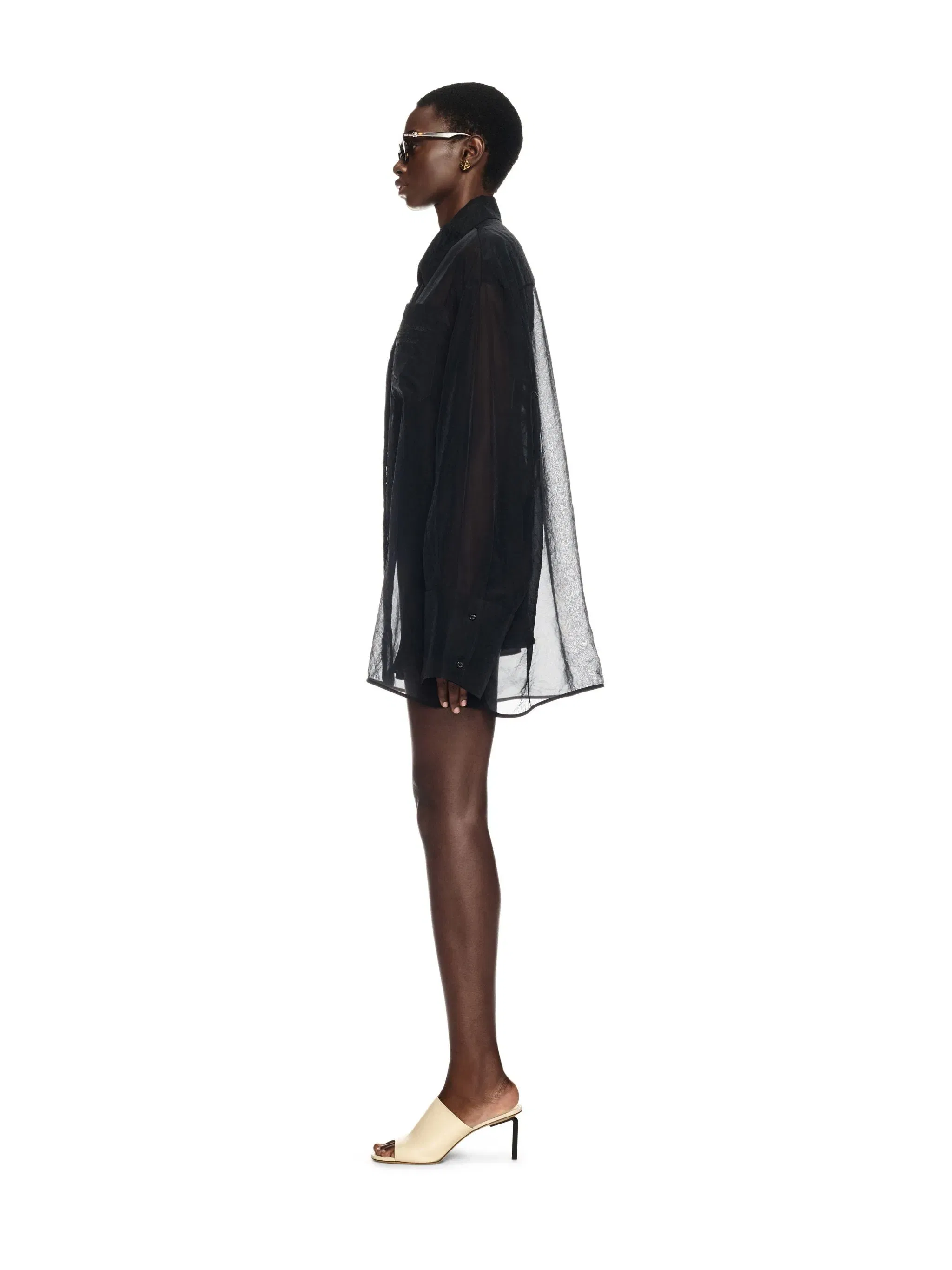 Off White Organza Roxy Shirt Dress