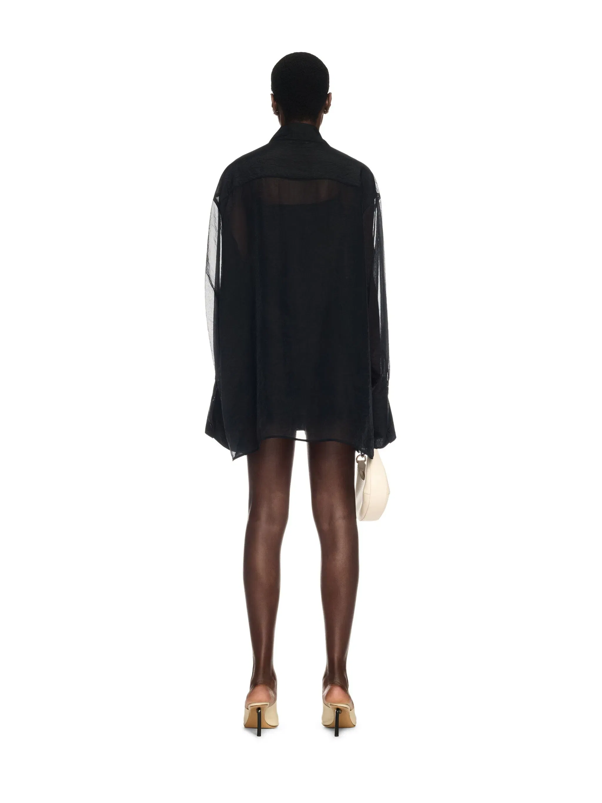 Off White Organza Roxy Shirt Dress
