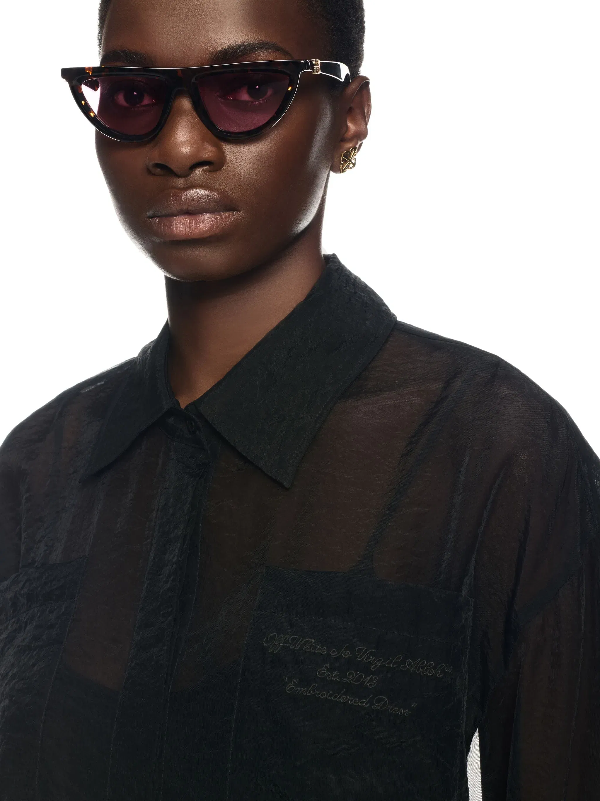 Off White Organza Roxy Shirt Dress