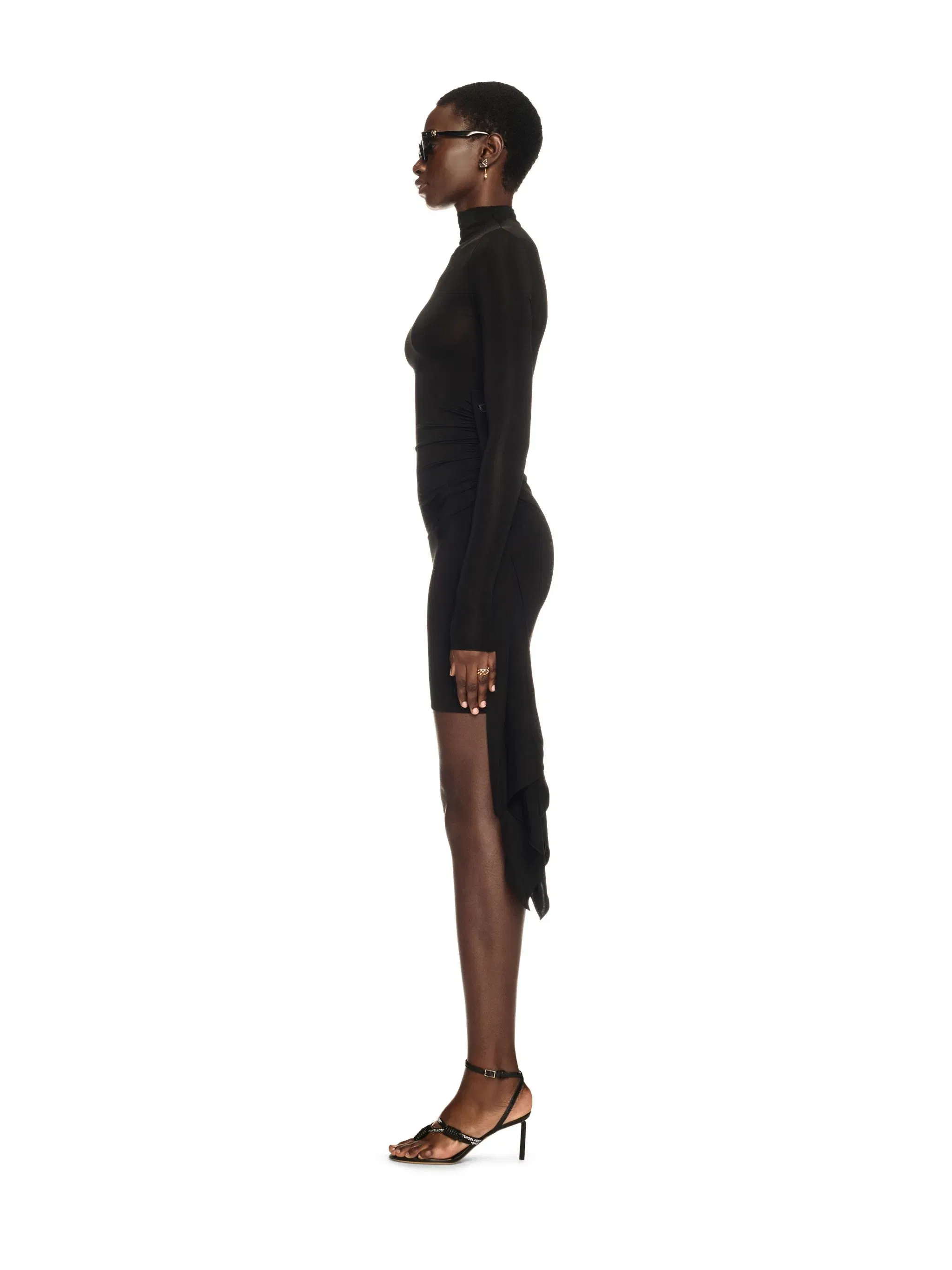 Off White Sec Skin Draped Mini Dress LS