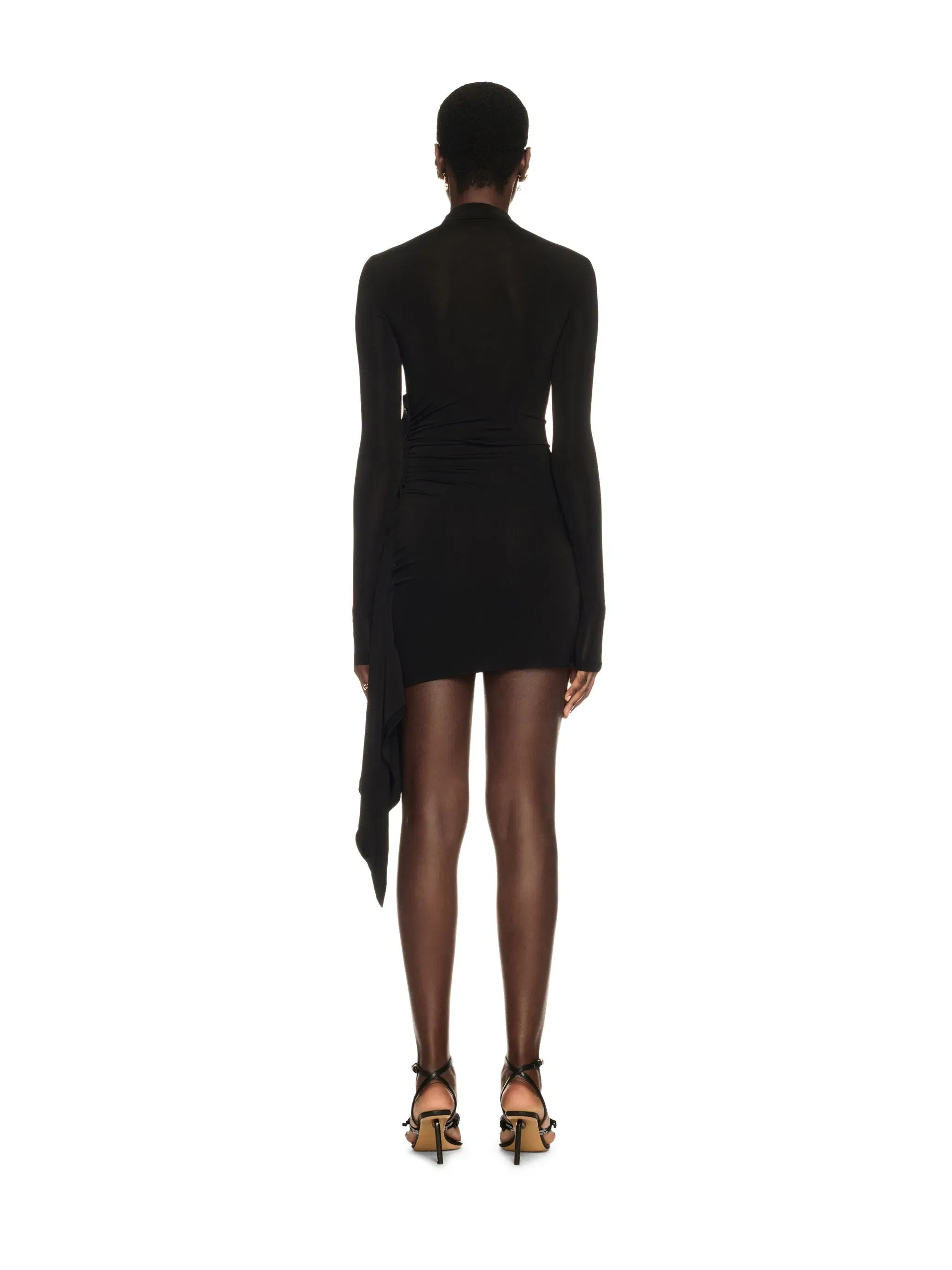 Off White Sec Skin Draped Mini Dress LS