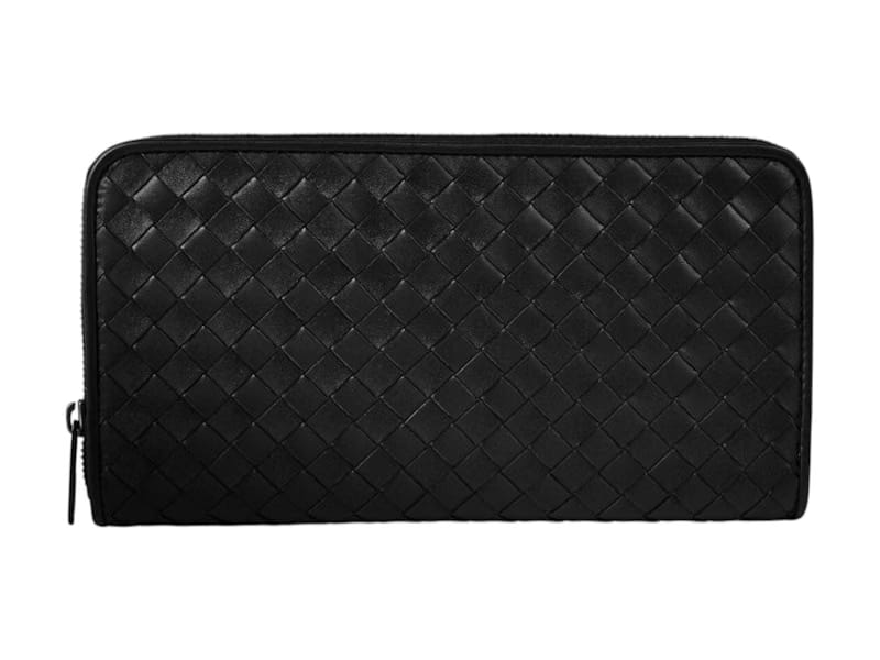 Bottega Veneta Wallet Intrecciato Zip Black