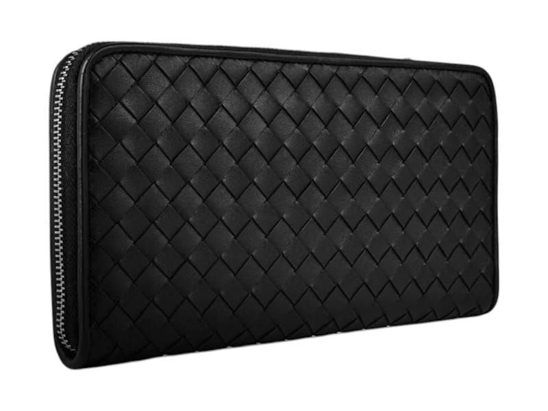 Bottega Veneta Wallet Intrecciato Zip Black