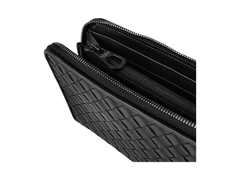 Bottega Veneta Wallet Intrecciato Zip Black