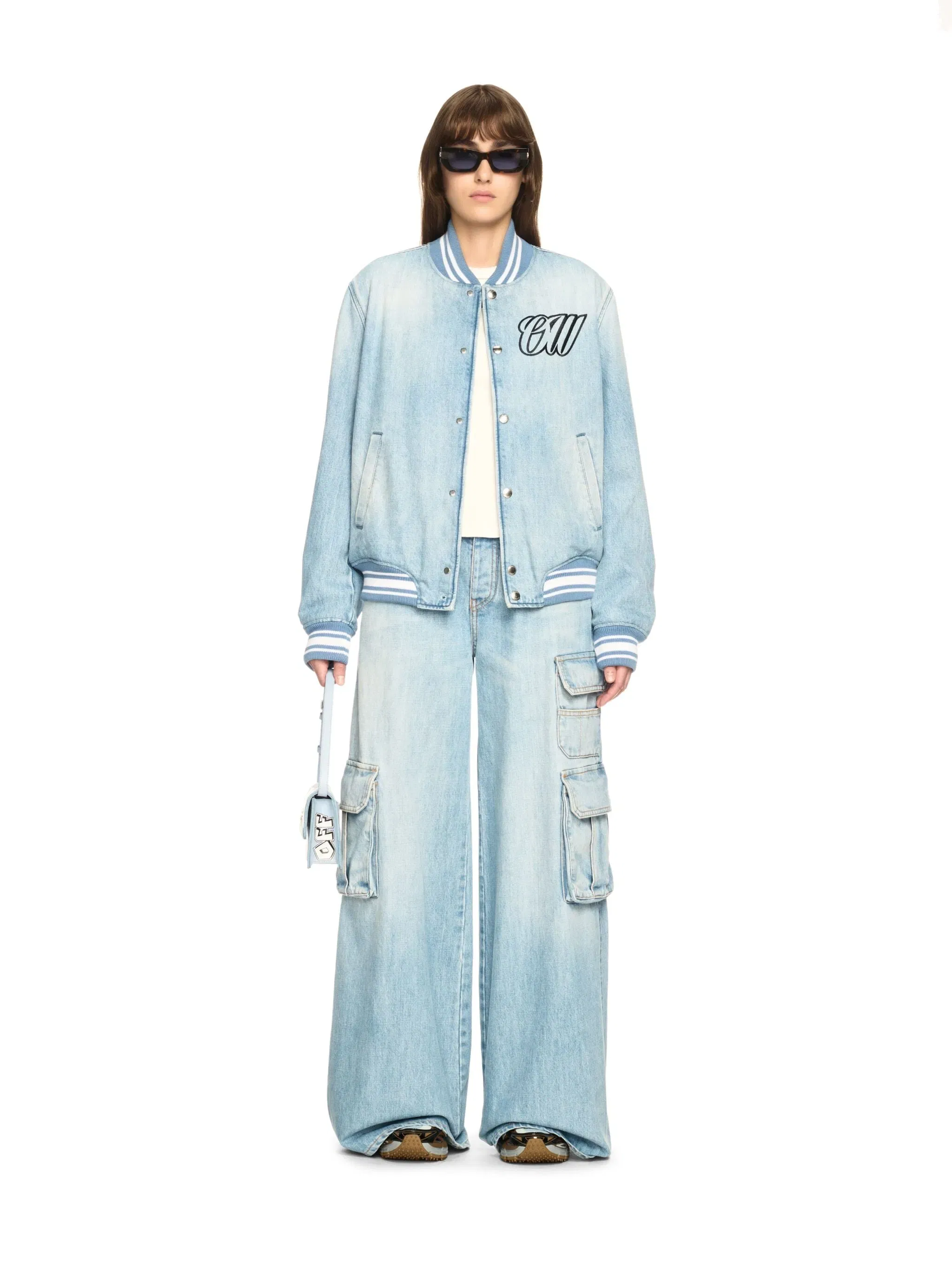 Off White Denim Wide Cargo Pants