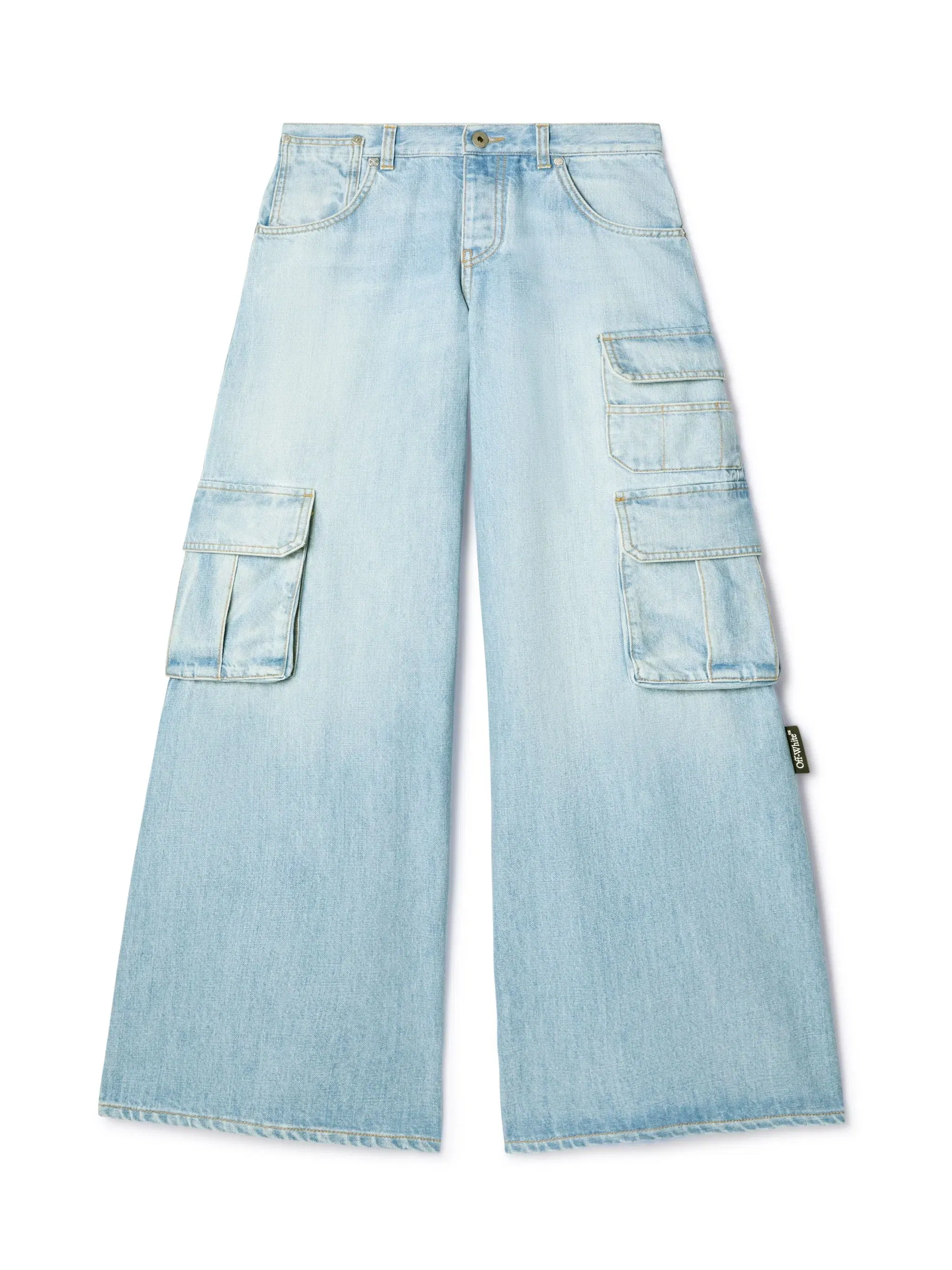 Off White Denim Wide Cargo Pants
