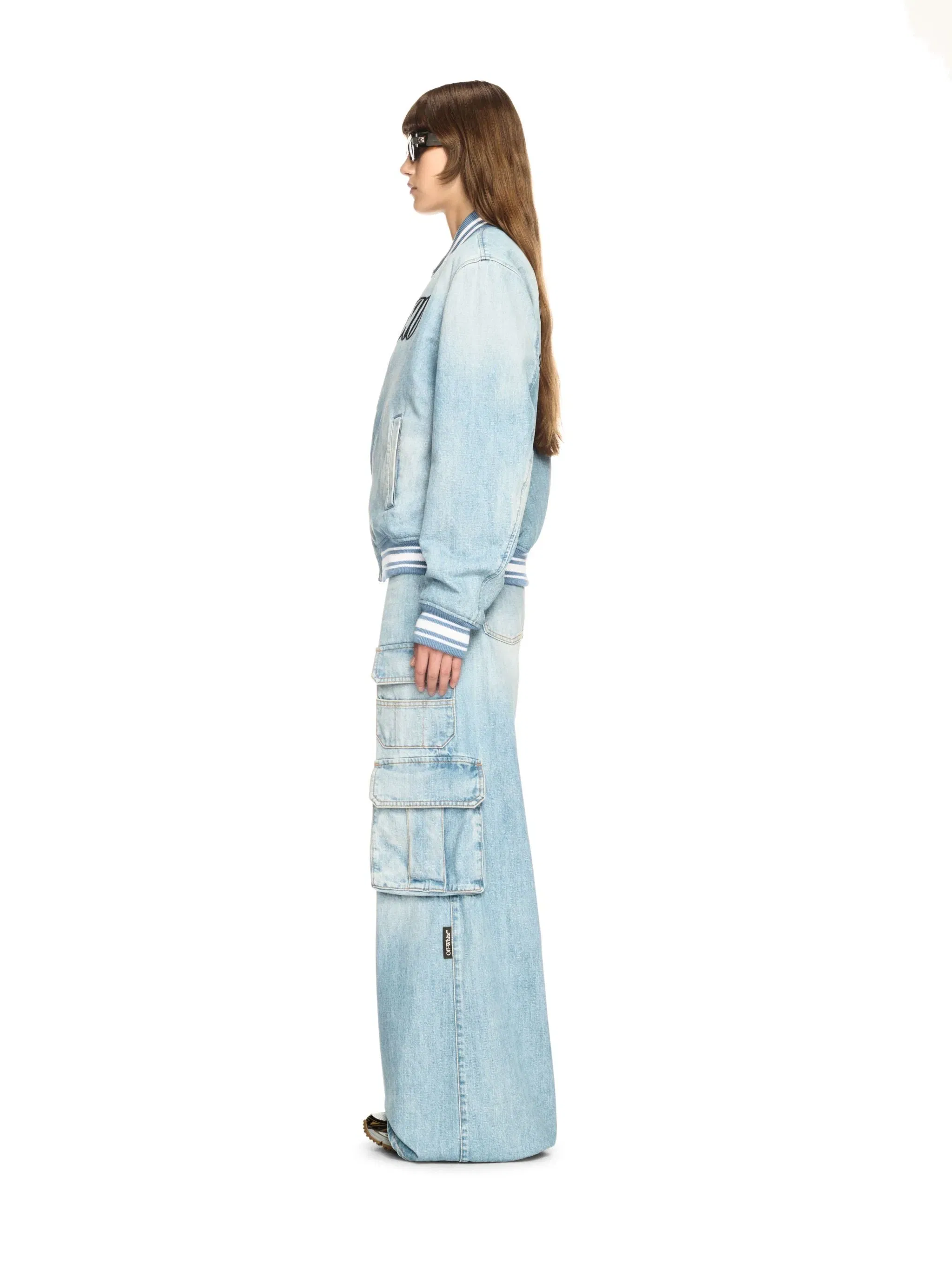 Off White Denim Wide Cargo Pants