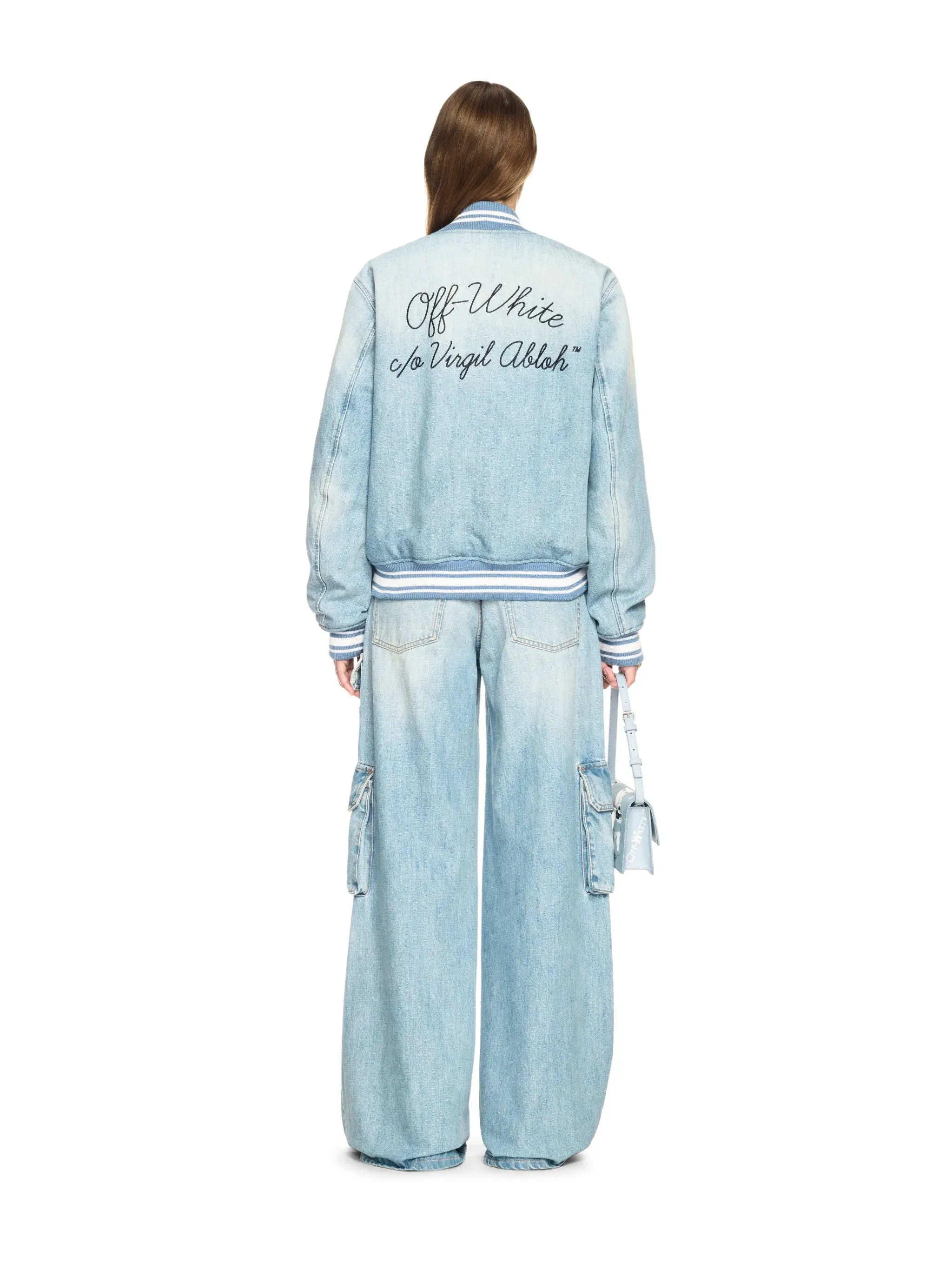 Off White Denim Wide Cargo Pants