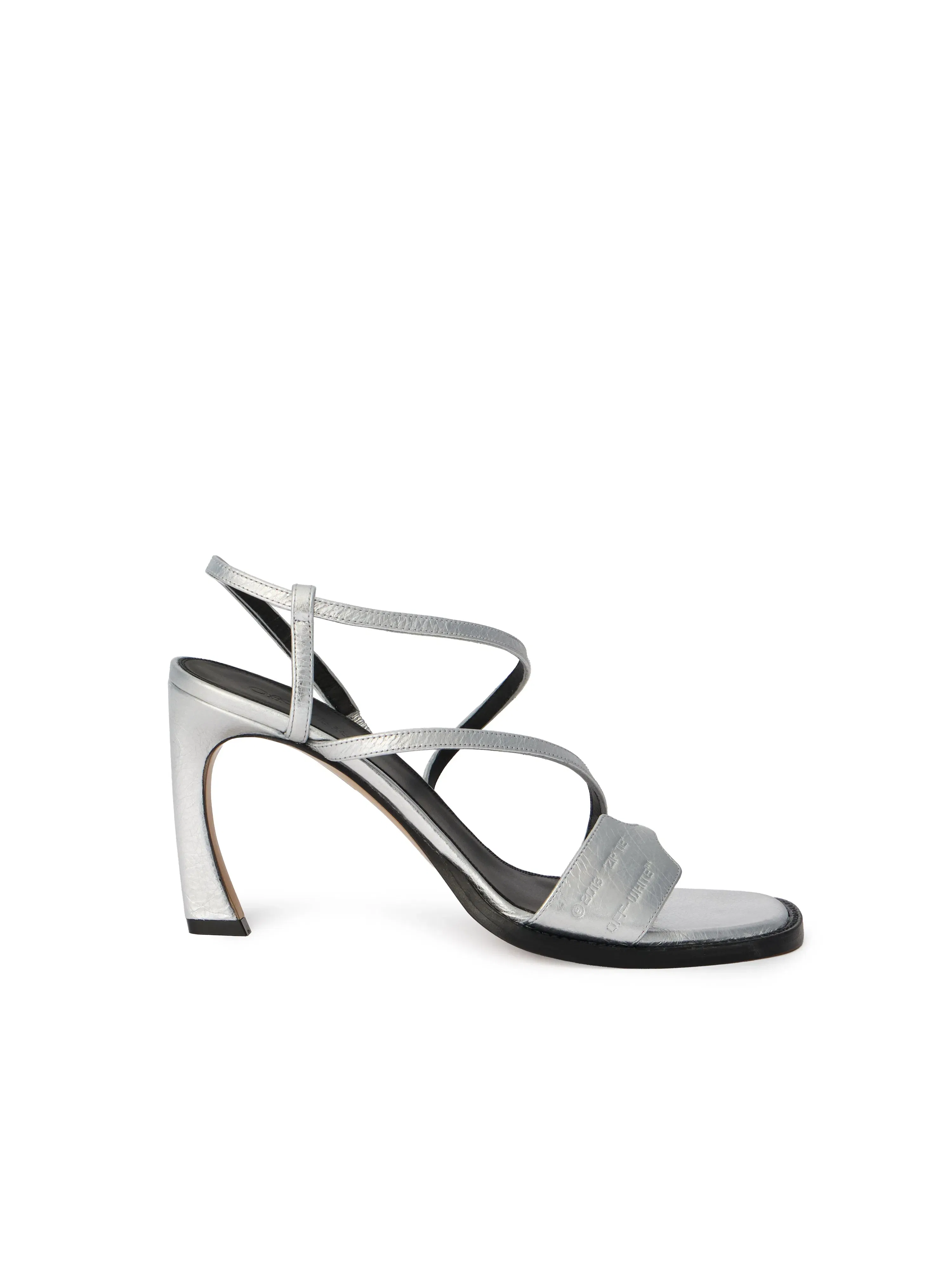 Off White Zip Tie Loop Sandals Silver