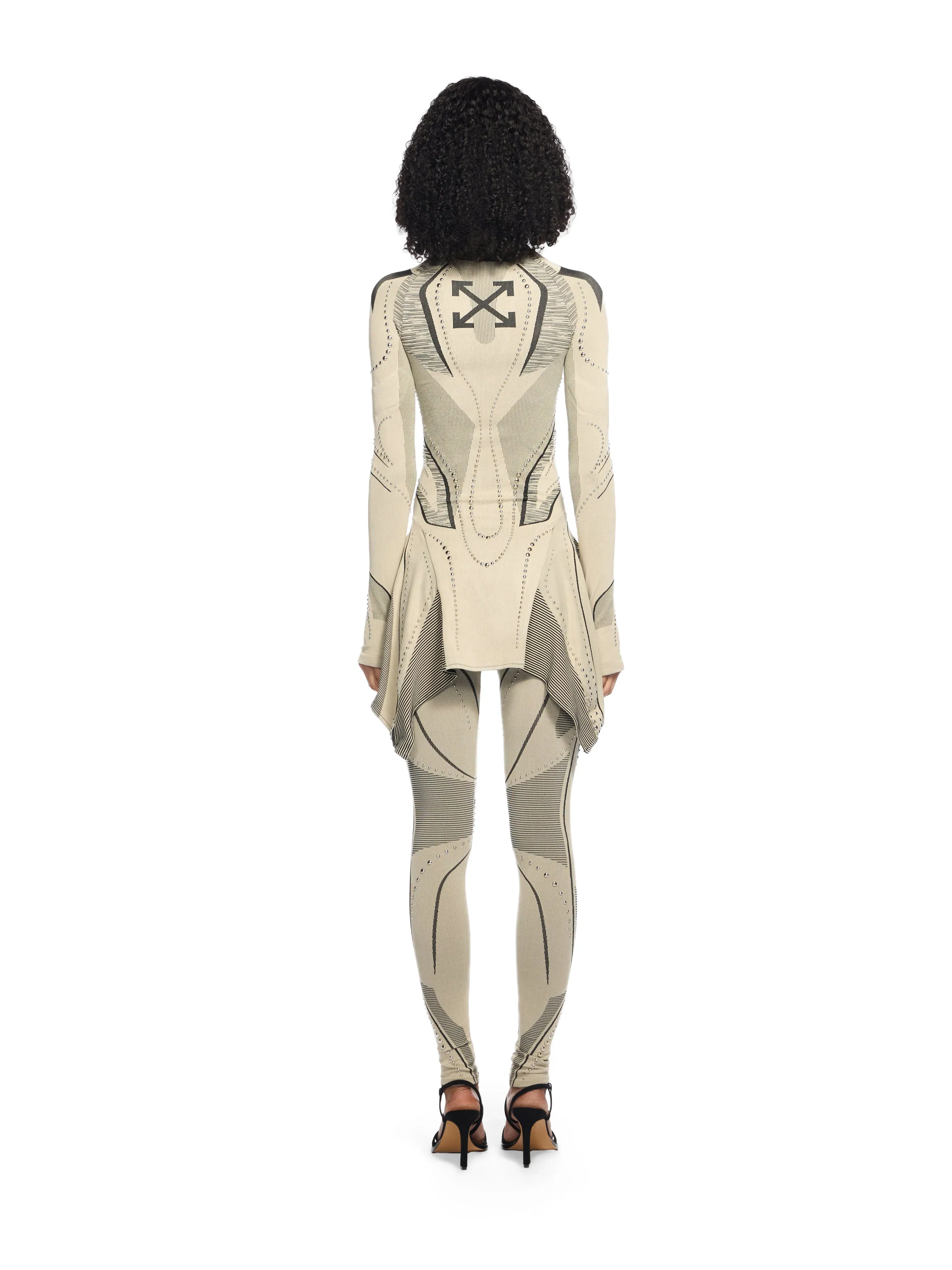 Off White Studded Seamless Race Dress