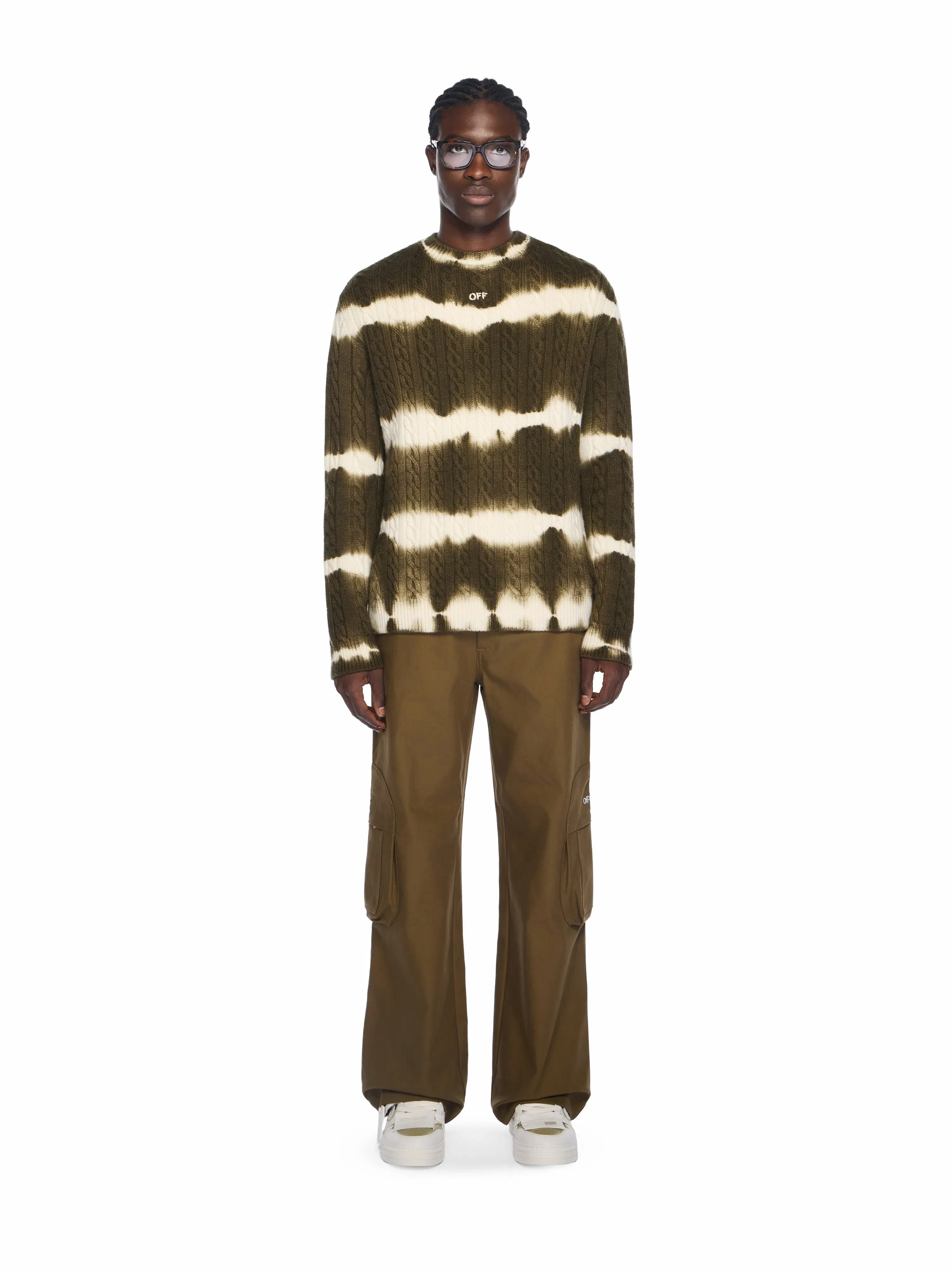 Off White Off Stamp Cable Knit Crewneck