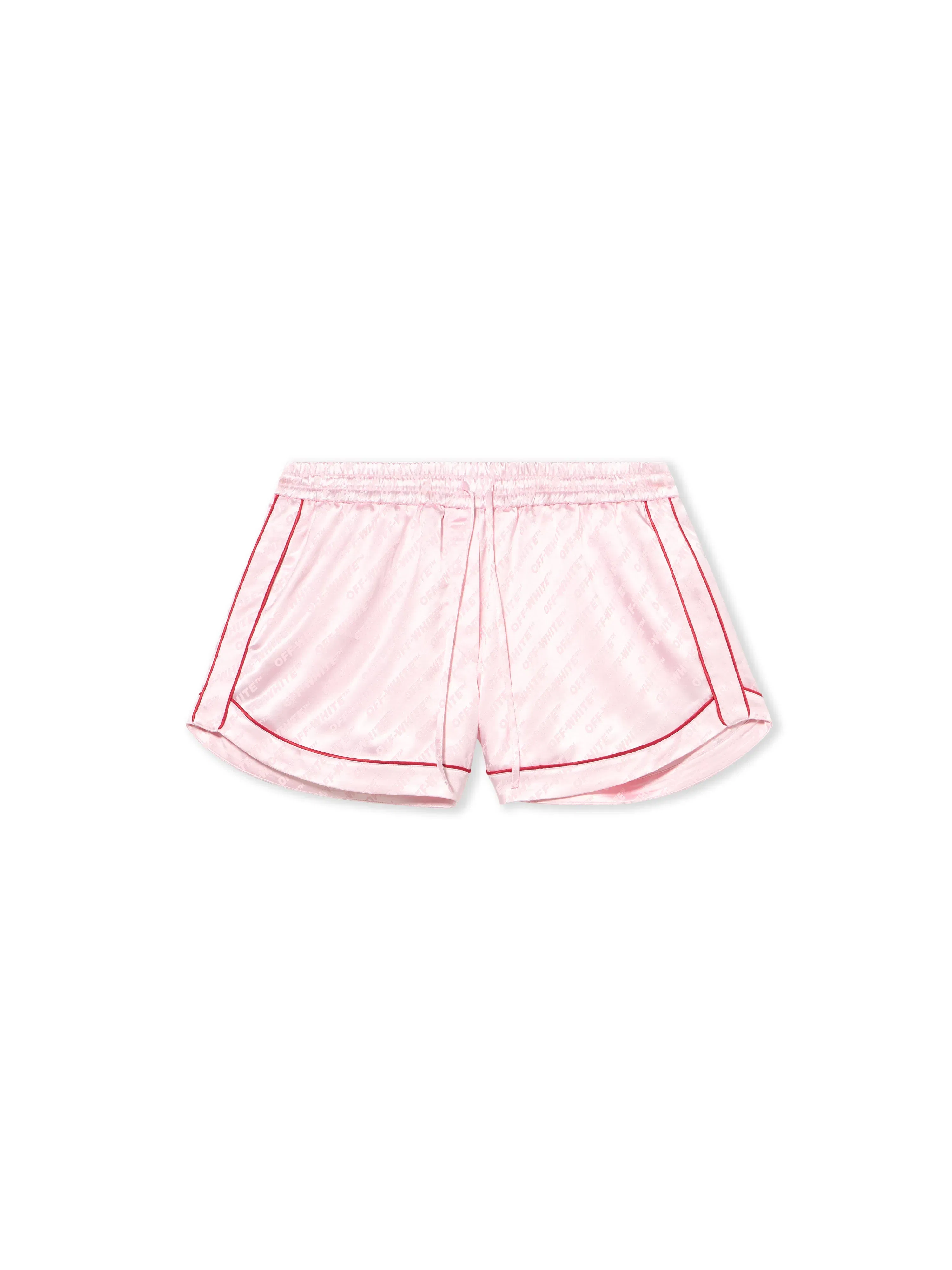 Off White Jacquard Satin Pajama Shorts