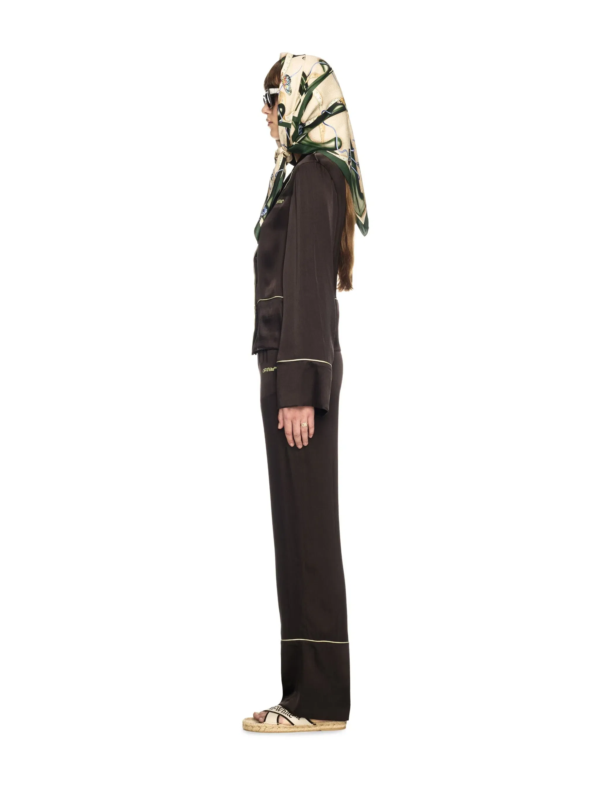 Off White Satin Pajama Shirt