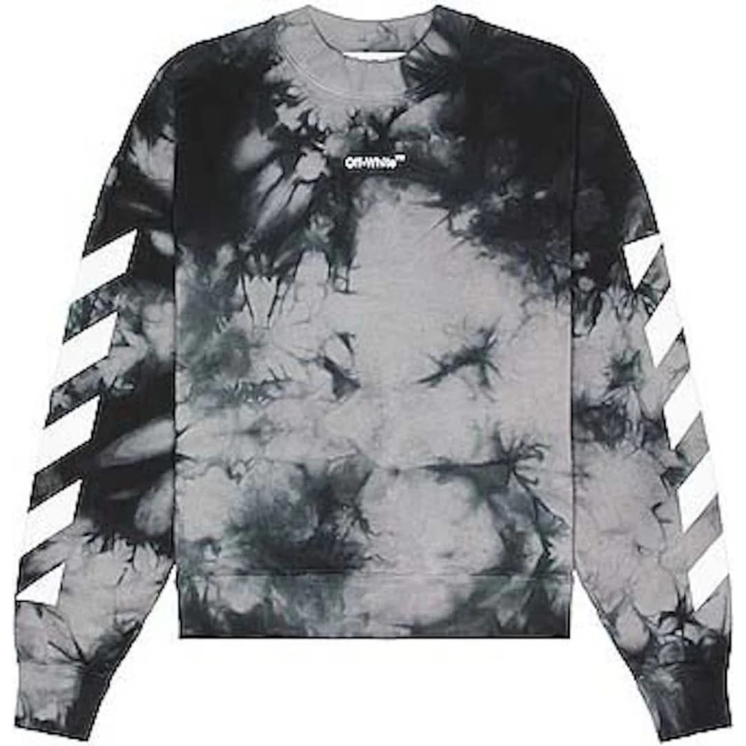 Off White Diag Arrow Tie Dye Skate Crewneck Grey
