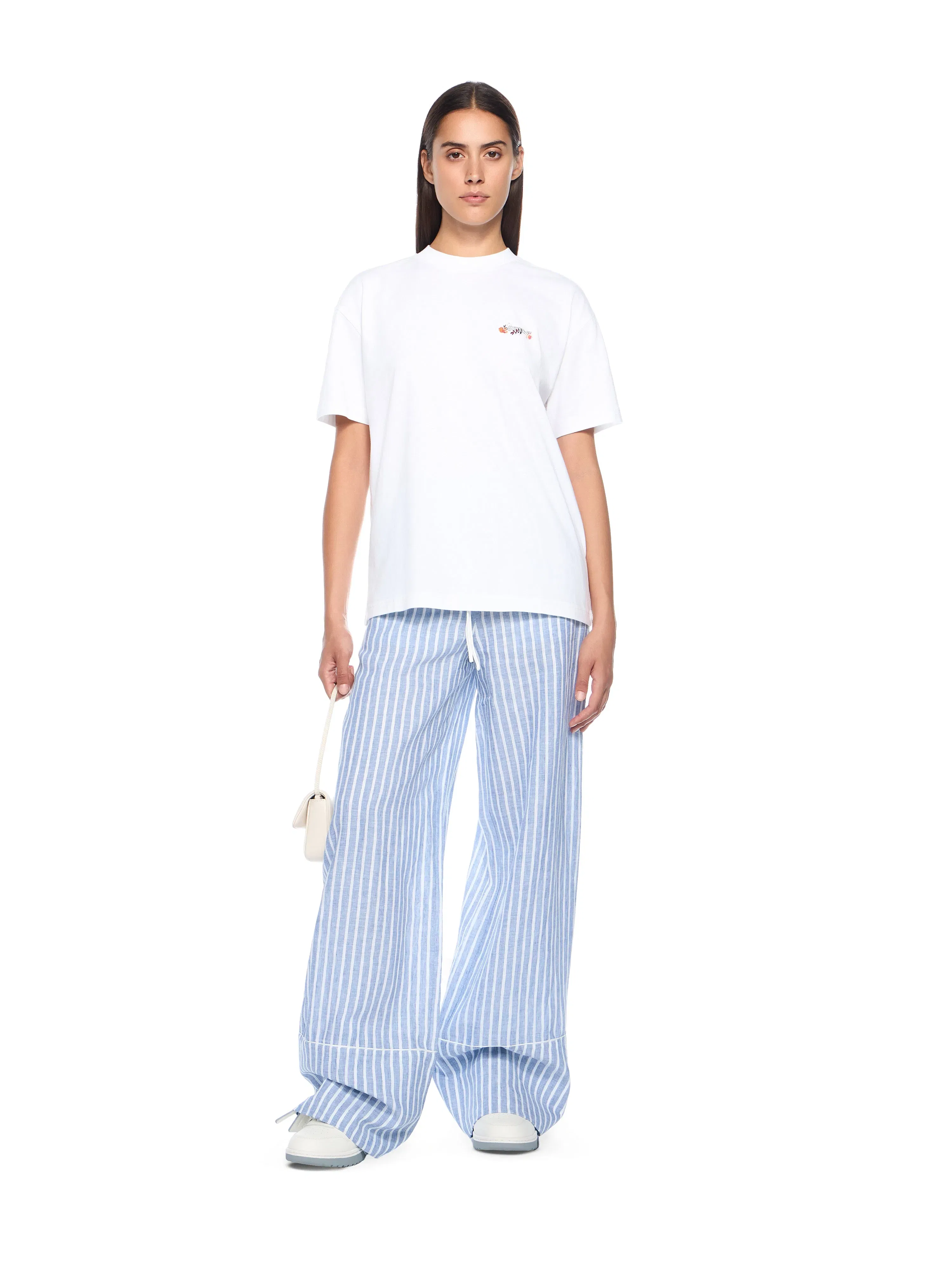 Off White Striped Wideleg Pants