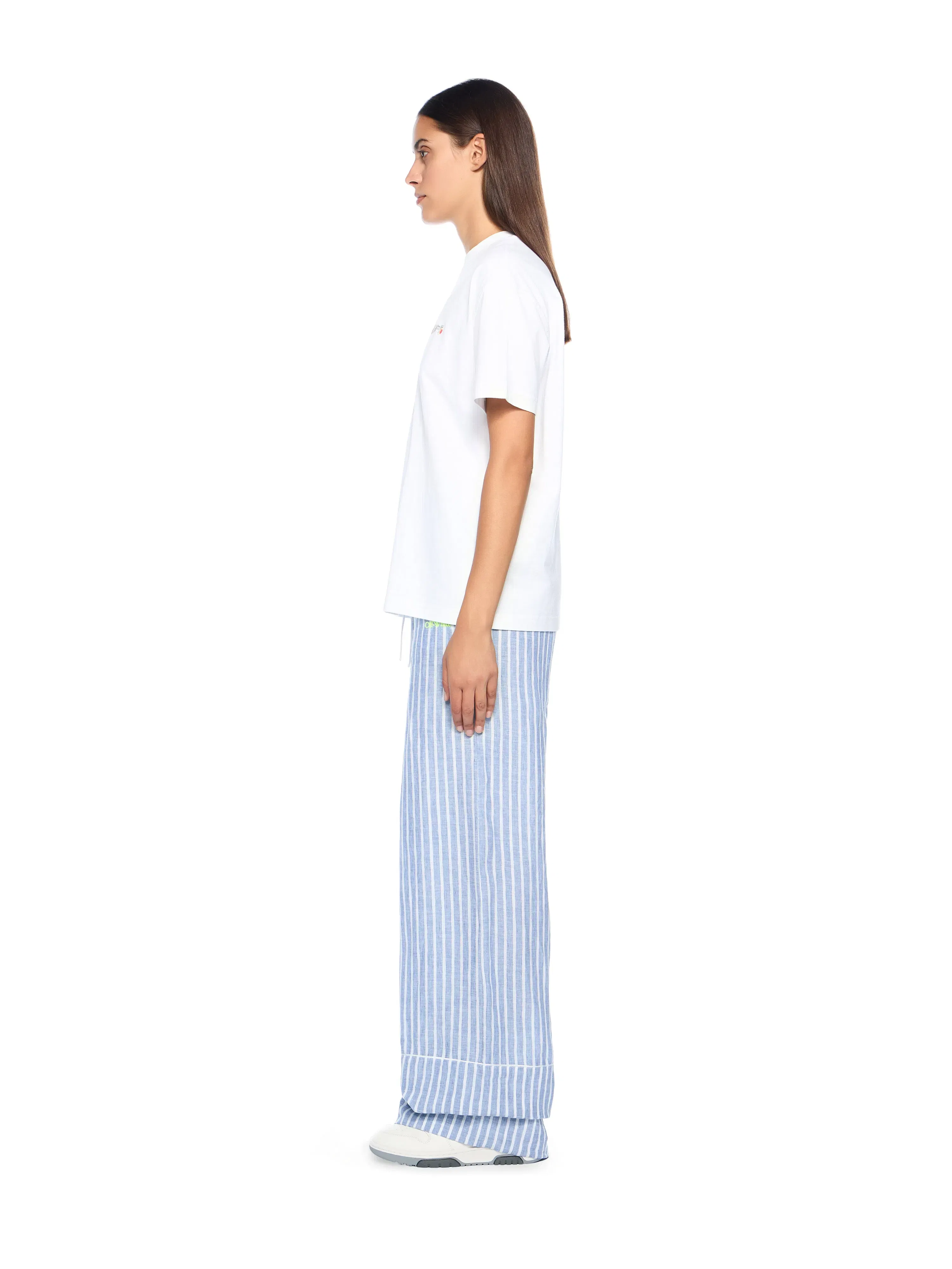 Off White Striped Wideleg Pants