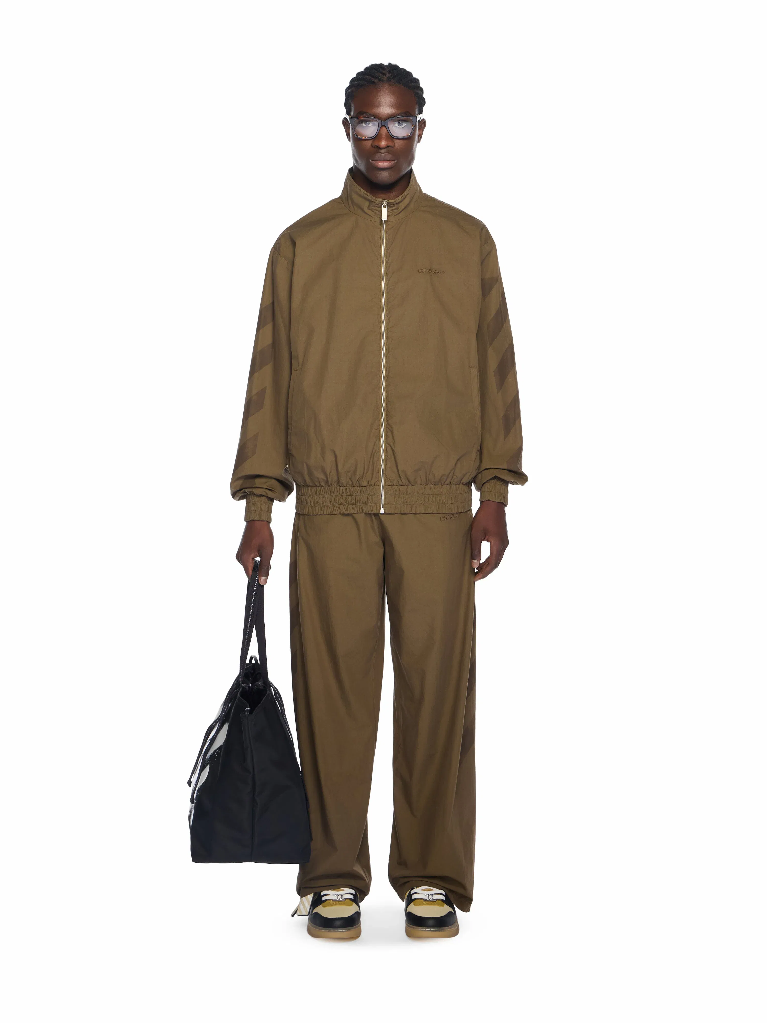 Off White Diagonal Cotton Tracktop