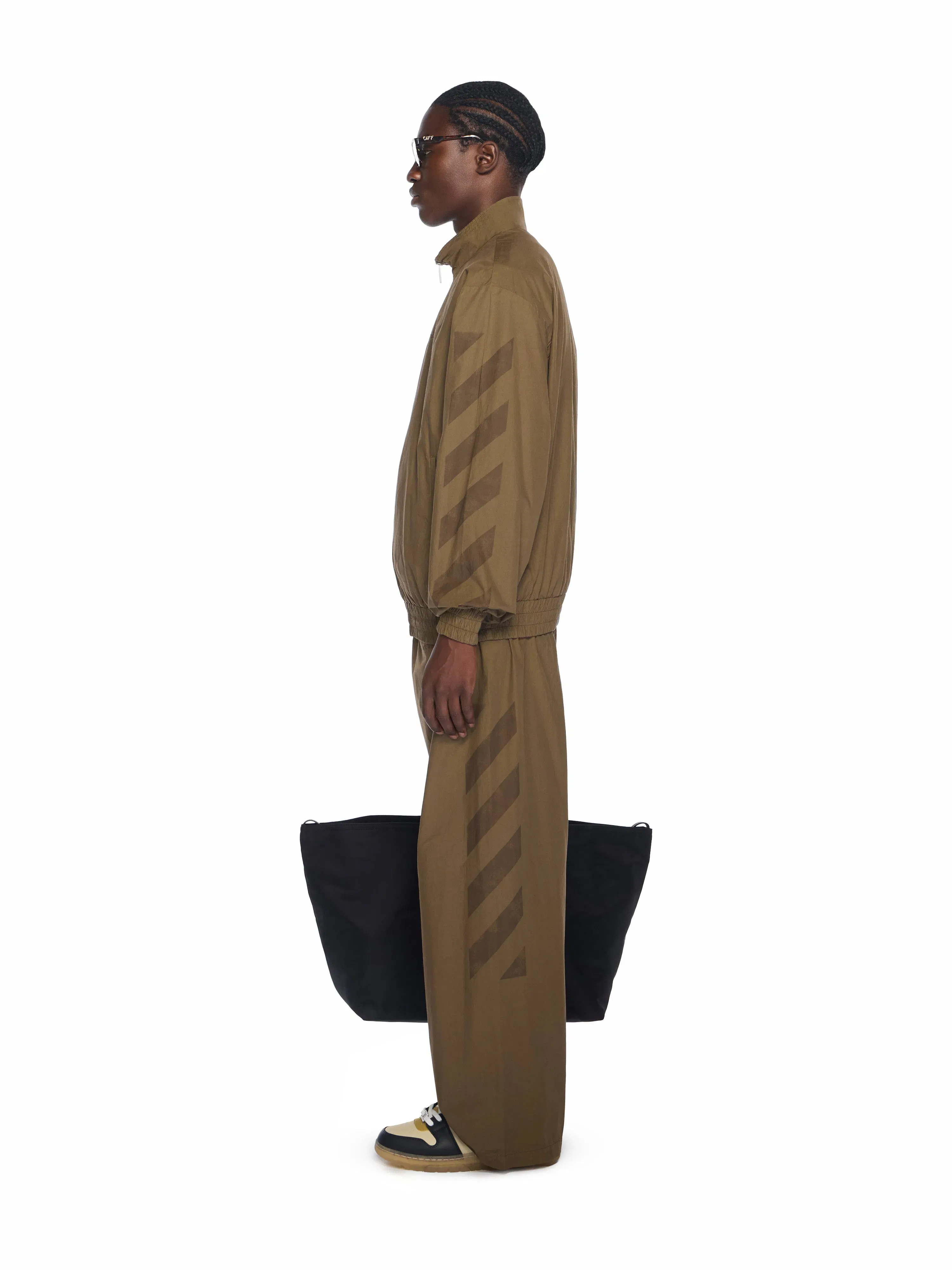 Off White Diagonal Cotton Tracktop