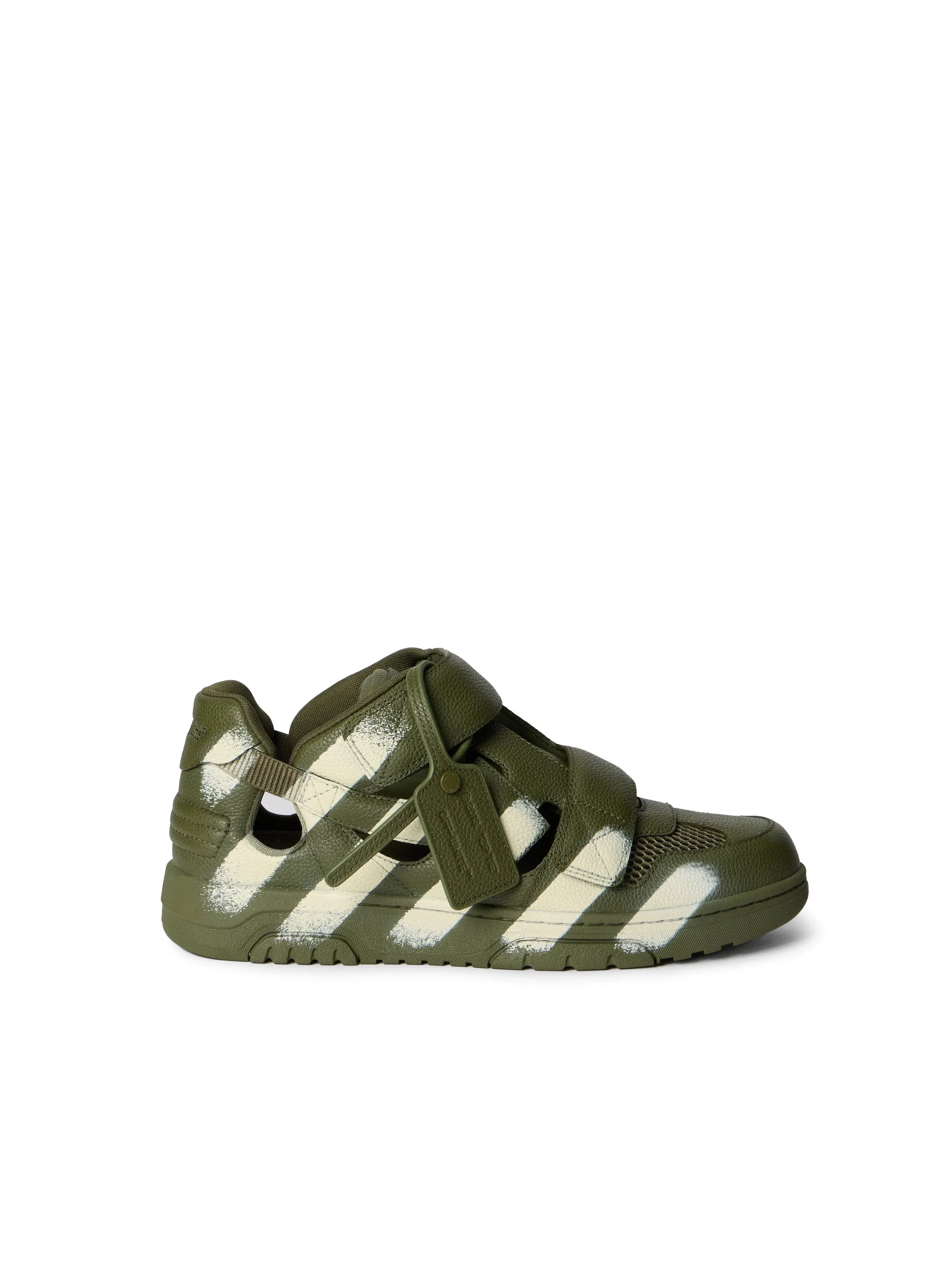 Off White OOO Striped Sandals Green