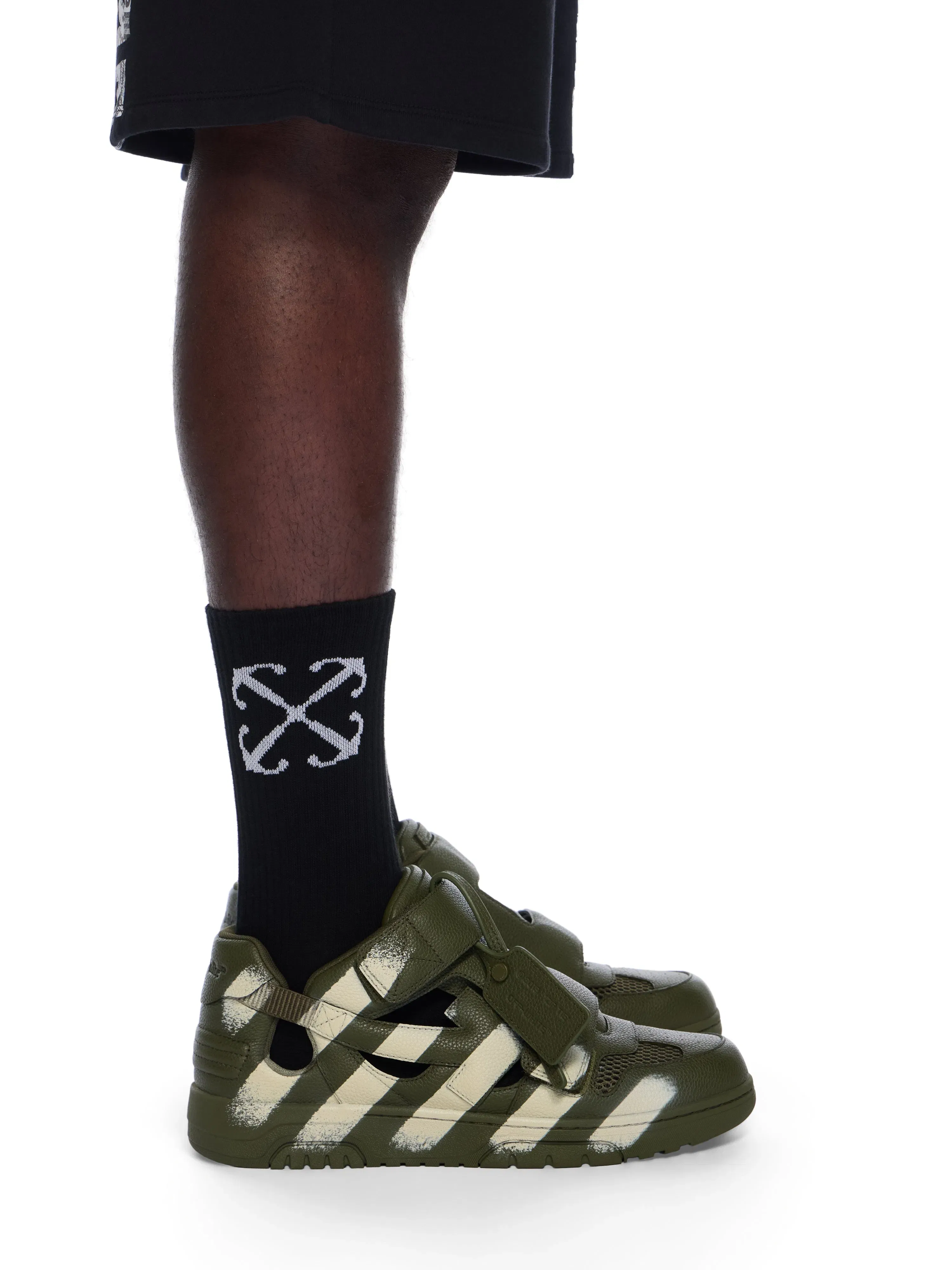 Off White OOO Striped Sandals Green