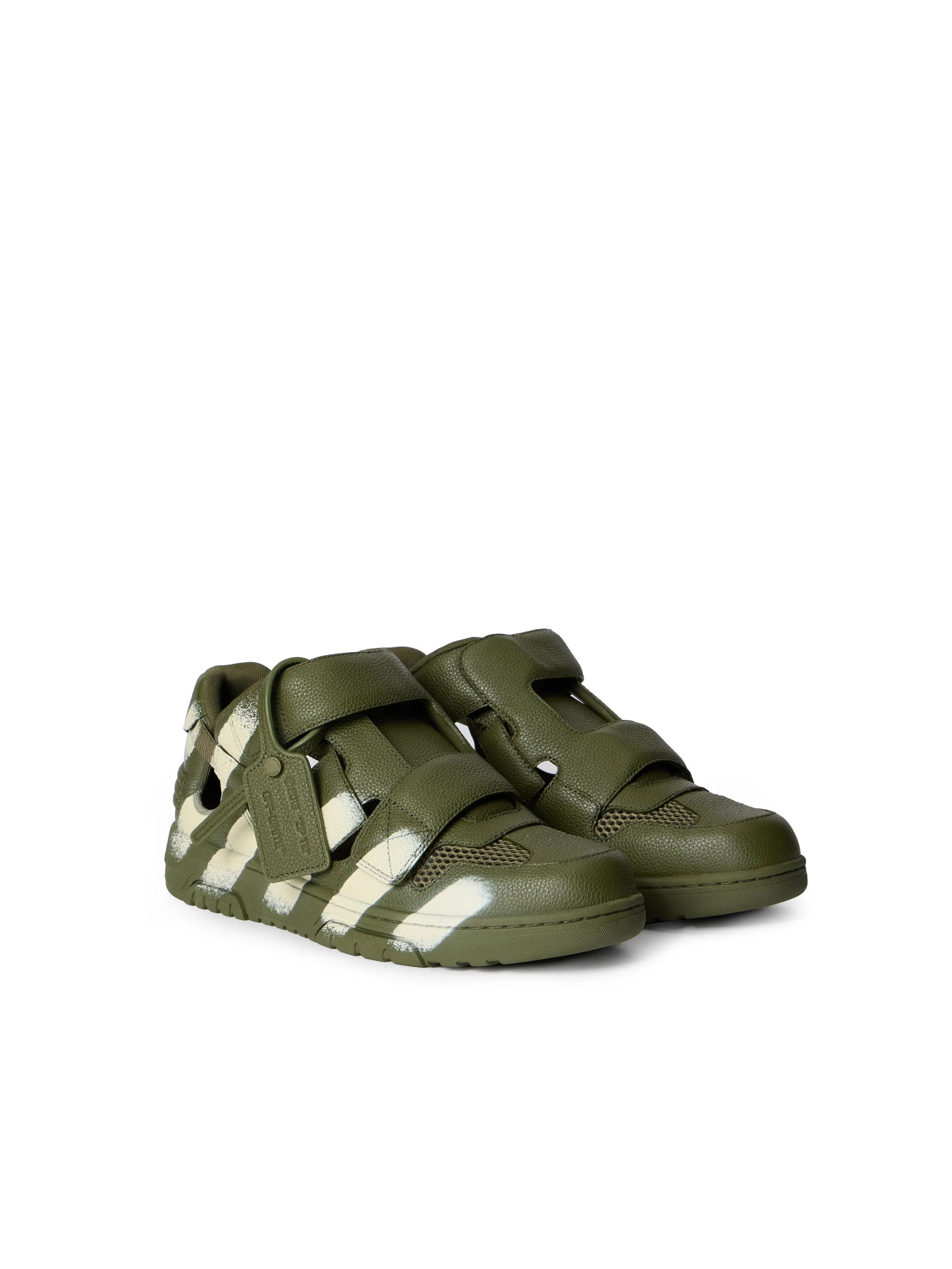 Off White OOO Striped Sandals Green