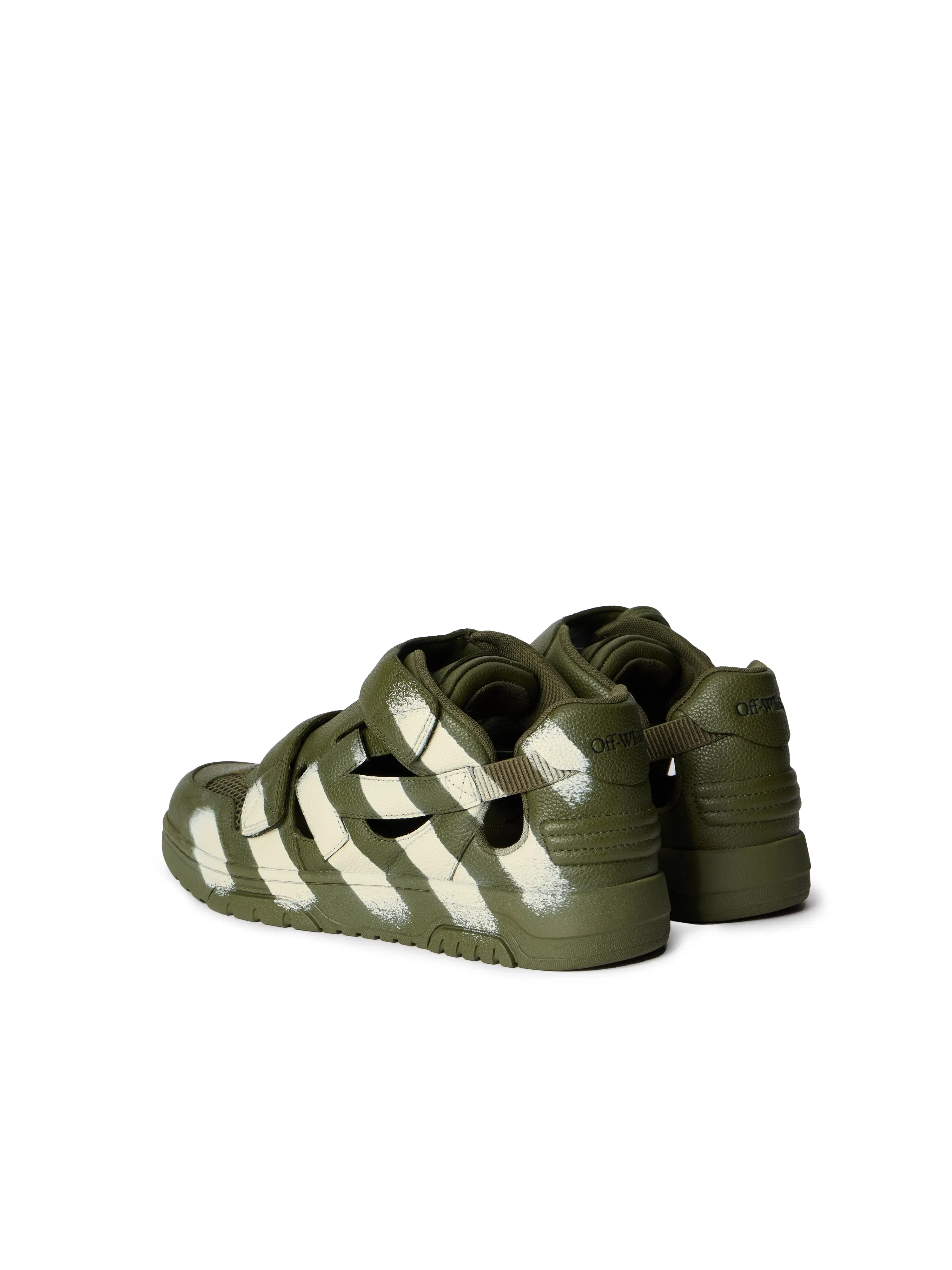 Off White OOO Striped Sandals Green